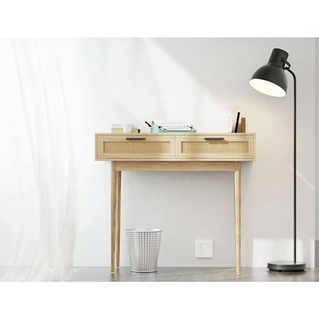 6 Artiss Console Table  2 Rattan Drawers - Natural, 6 of 7