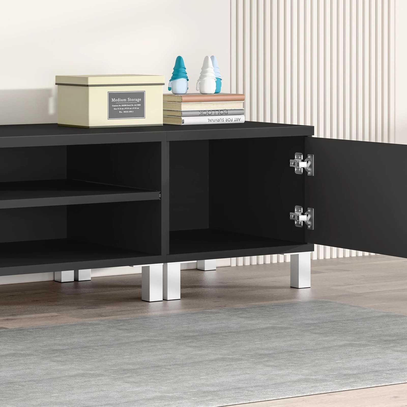 4 Alfordson Entertainment Unit TV Cabinet Stand Storage Drawer 190cm - Black, 4 of 10