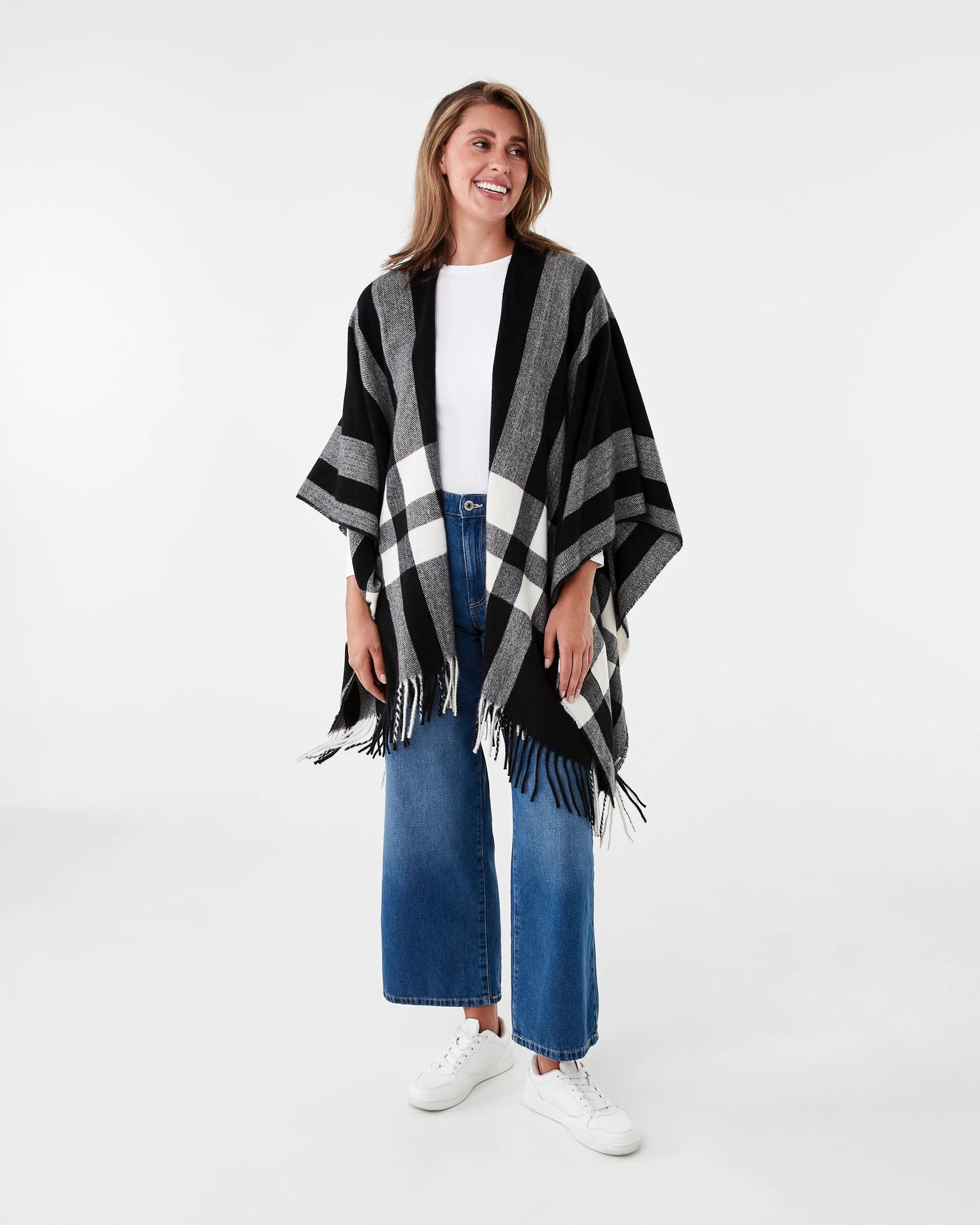 4 Wrap Scarf Blk Check, 4 of 4