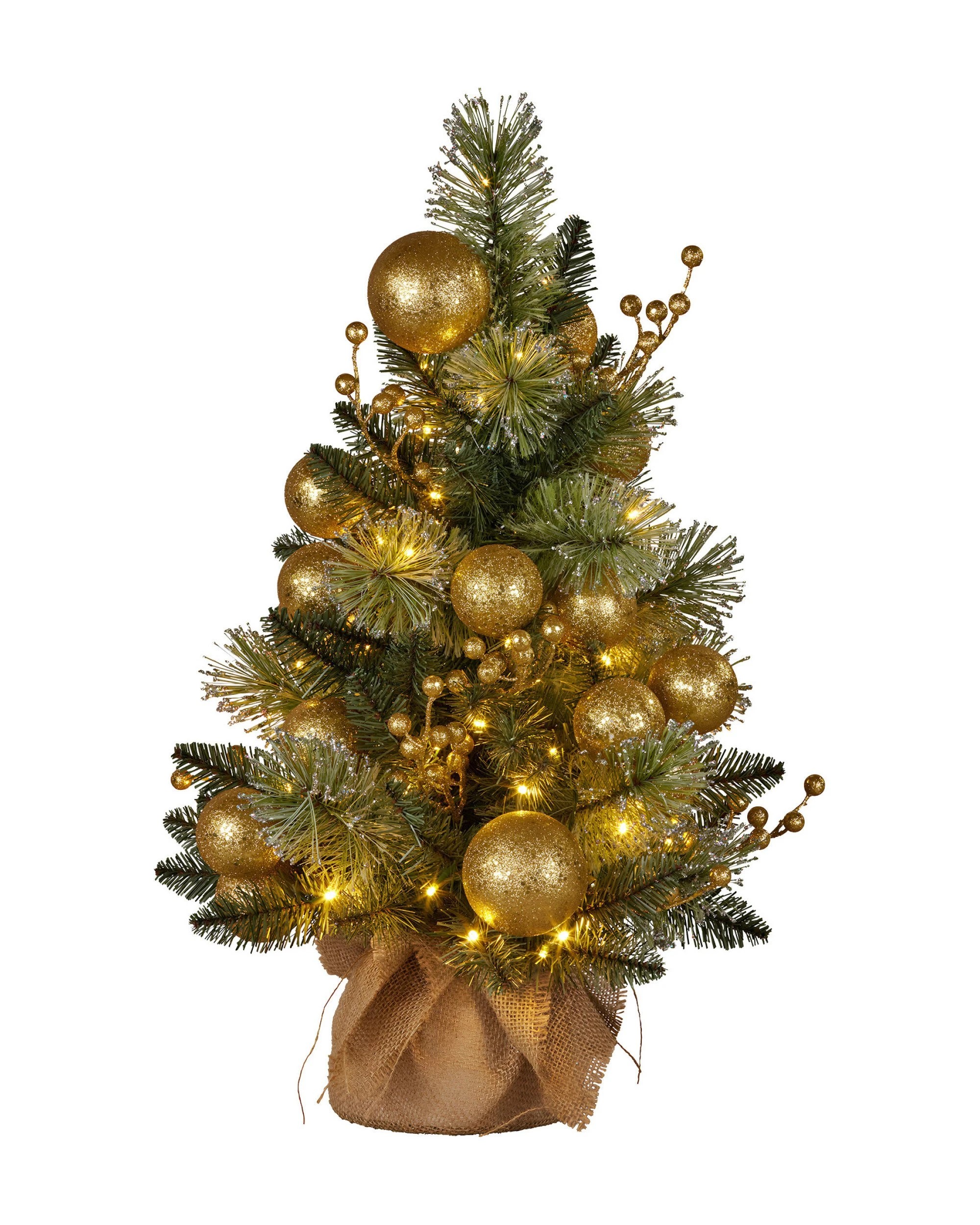 1 Christabelle 61cm Battery-operated Christmas Tree Warm Lights Led Table Top Gold, 1 of 7