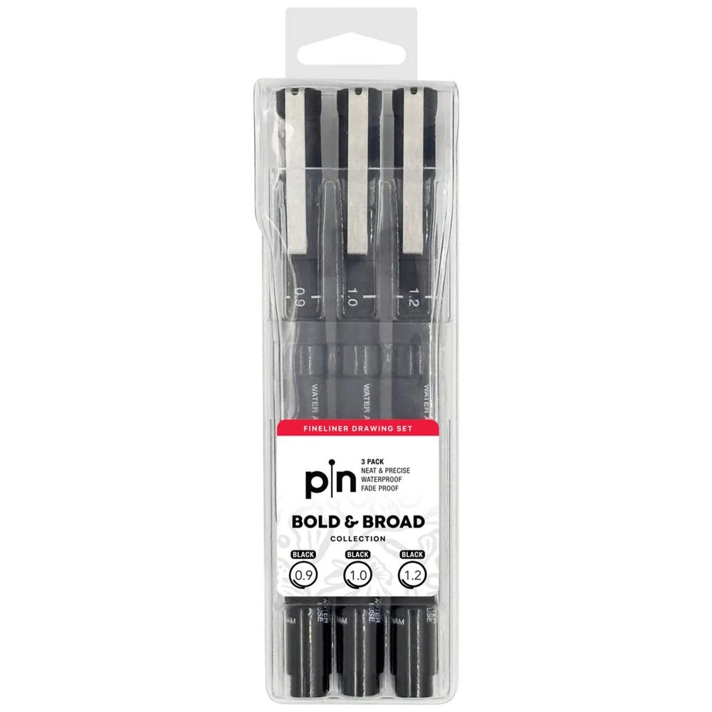 1 Uni Pin Fineliner Bold and Broad Collection Black 3 Pack, 1 of 1