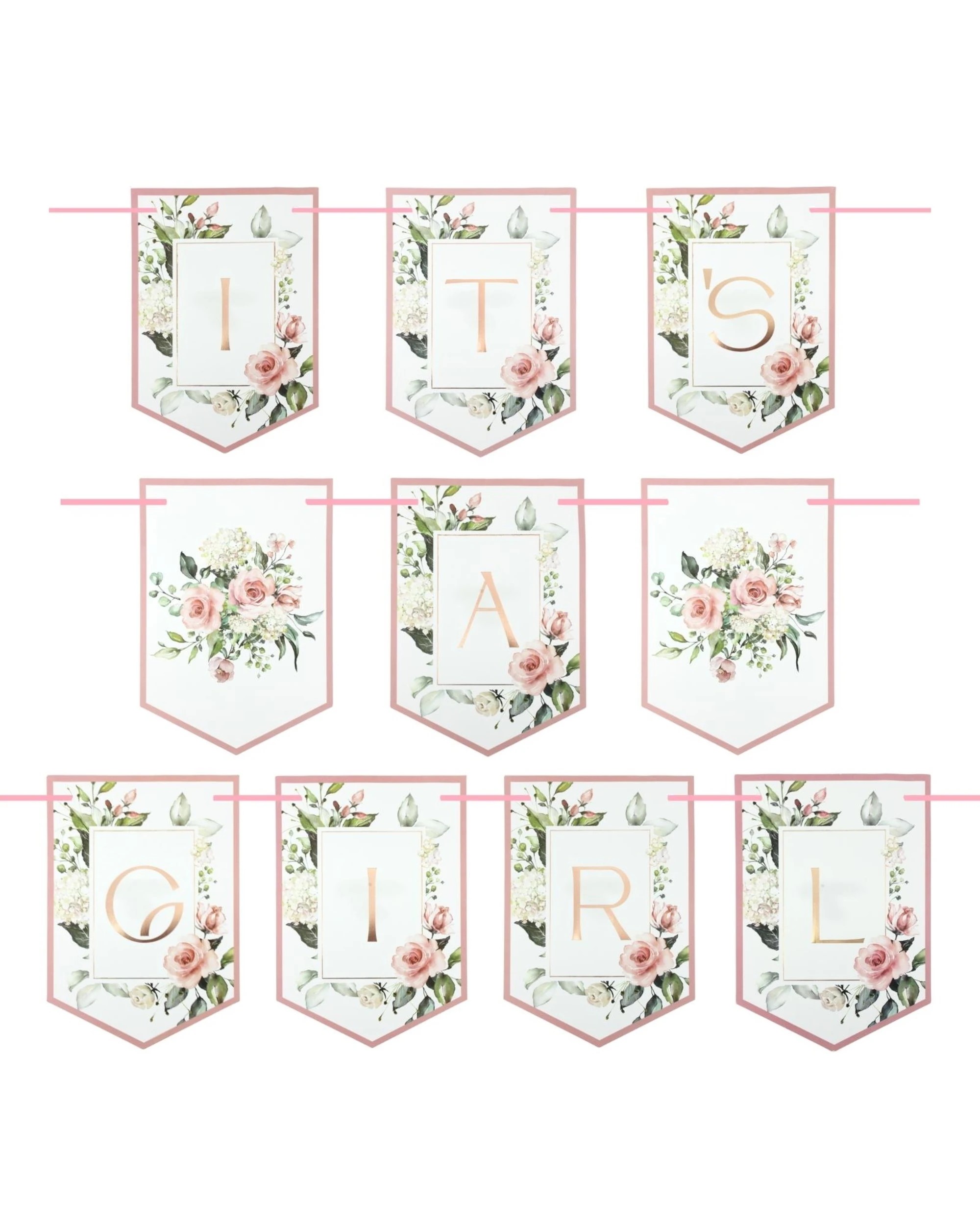 1 Shmick Oh Baby Pink Floral Pennant Banner, 1 of 1