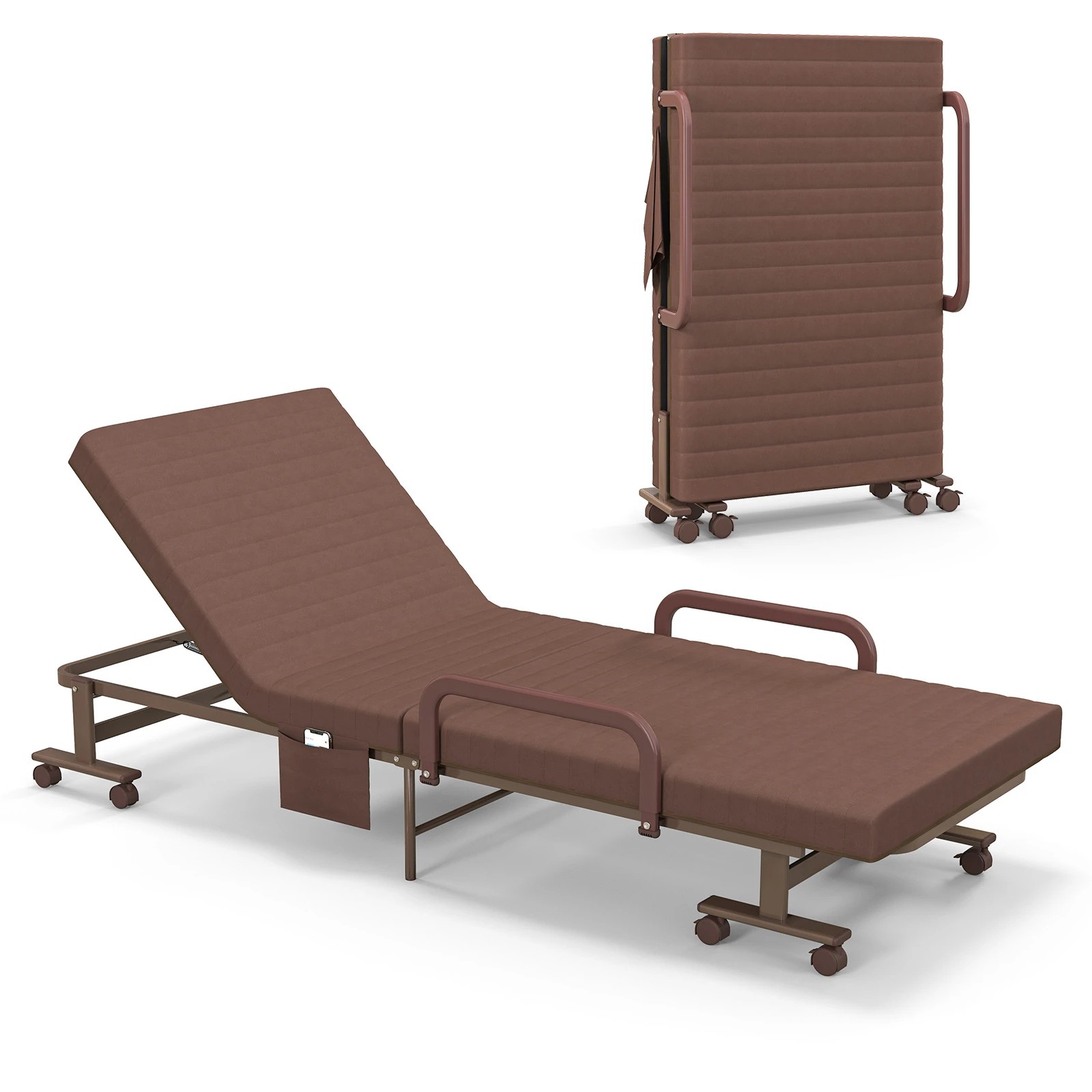 1 Costway Folding Guest Bed w/Mattress Metal Frame Sleeper Bed Home Office Bed, 1 of 4