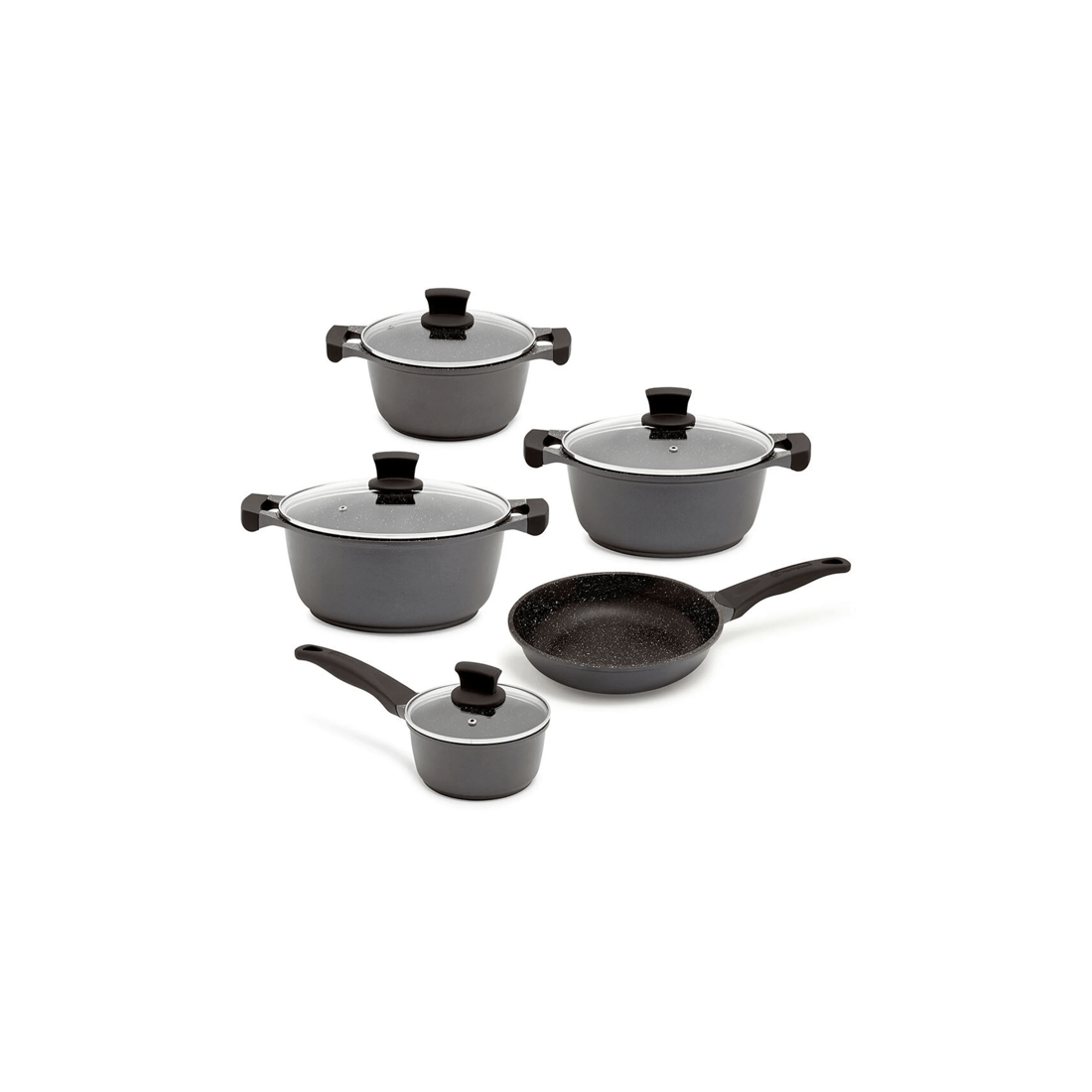 1 Westinghouse 5pc Non-stick Cookware Pot & Pan Set W/lid For Induction/gas Top
 - Black, 1 of 9