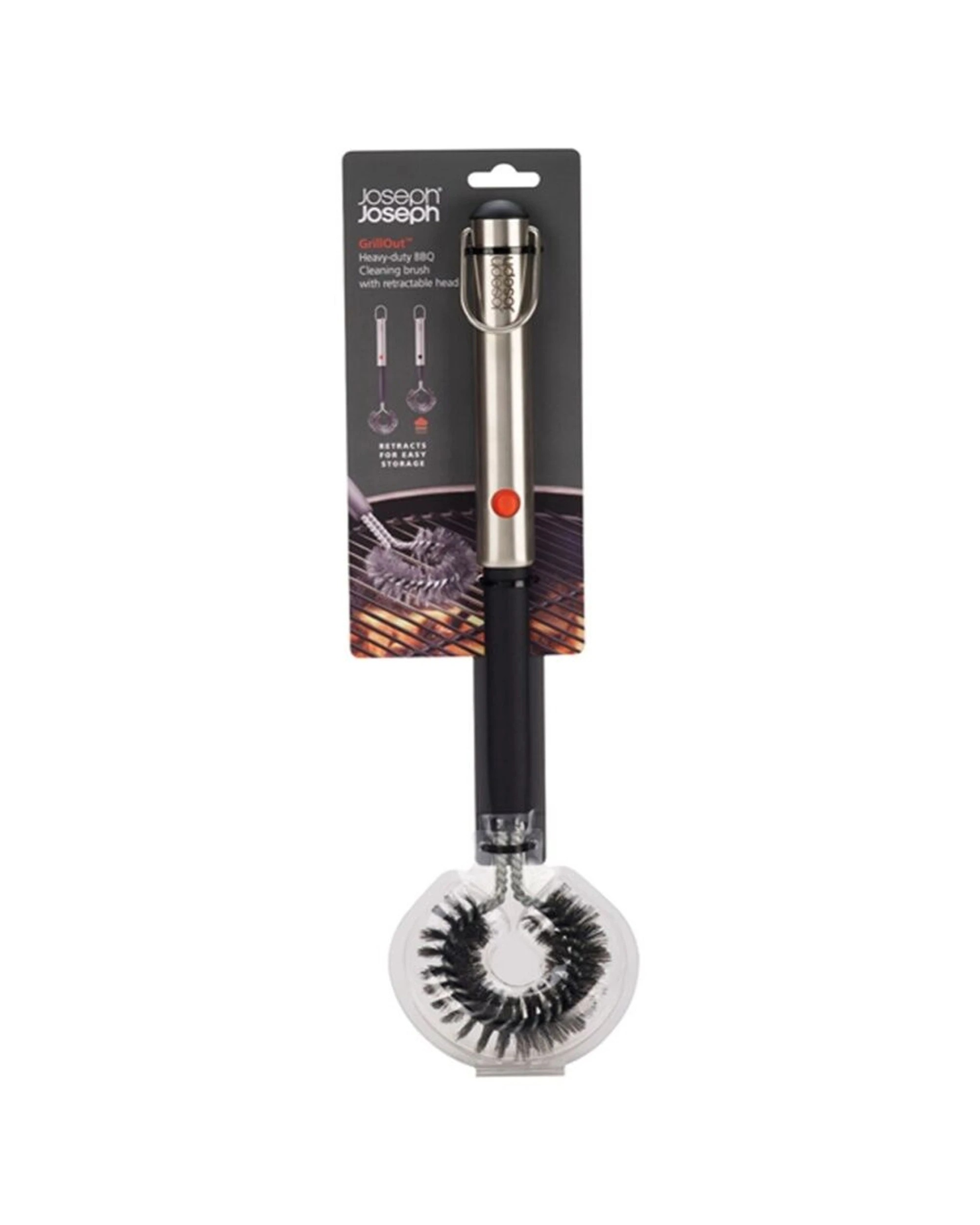 1 Joseph Joseph GrillOut BBQ Cleaning Brush Retractable Head Stainless Steel - Silver, 1 of 7