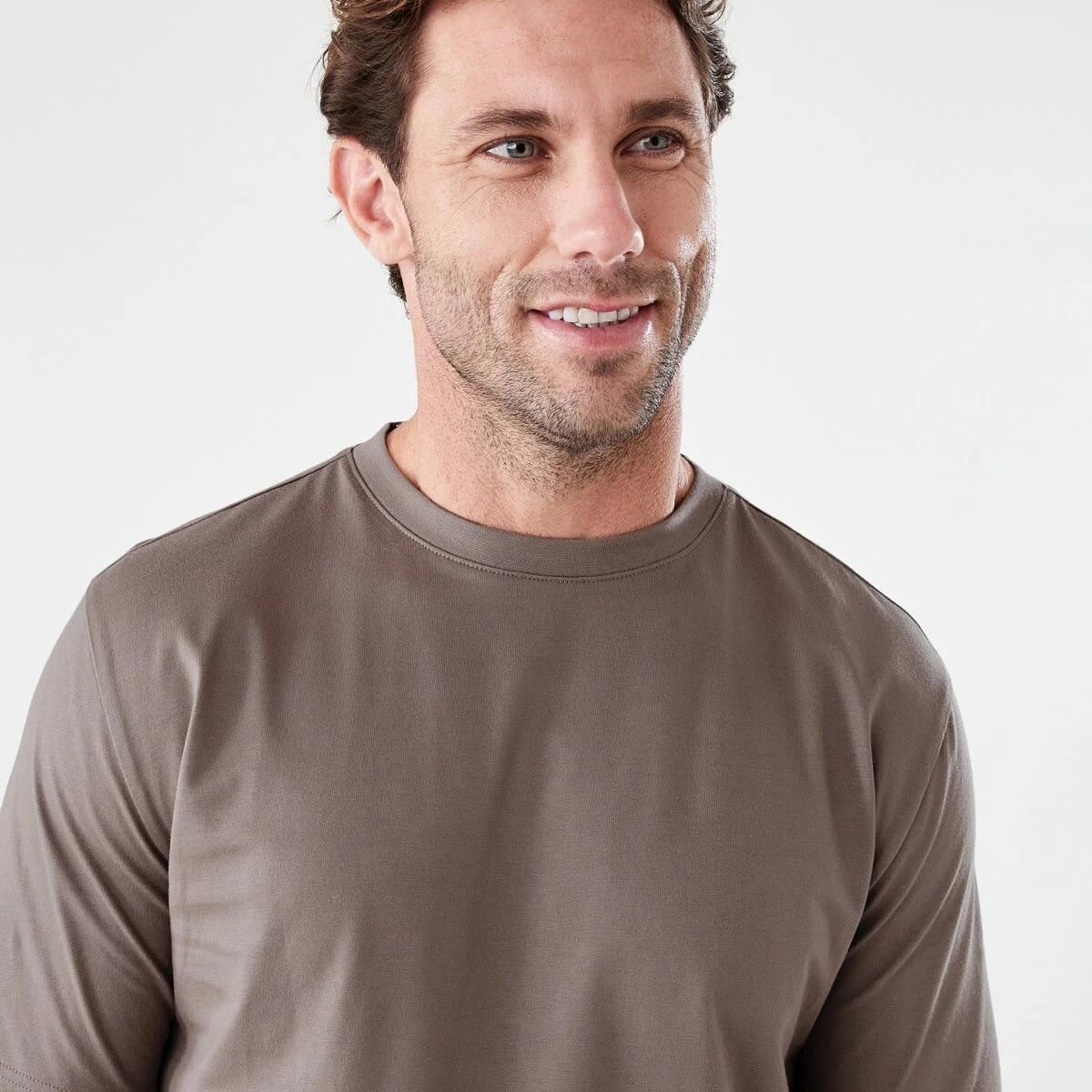 4 Australian Cotton Crew Neck T-shirt DRIFT BROWN, 4 of 5
