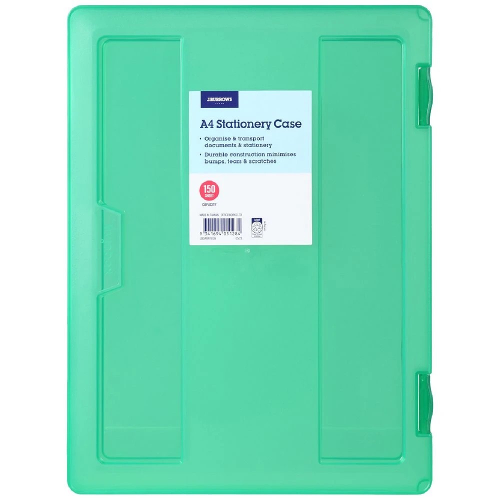 1 J.Burrows Stationery Case A4 Clip Closure Green, 1 of 4