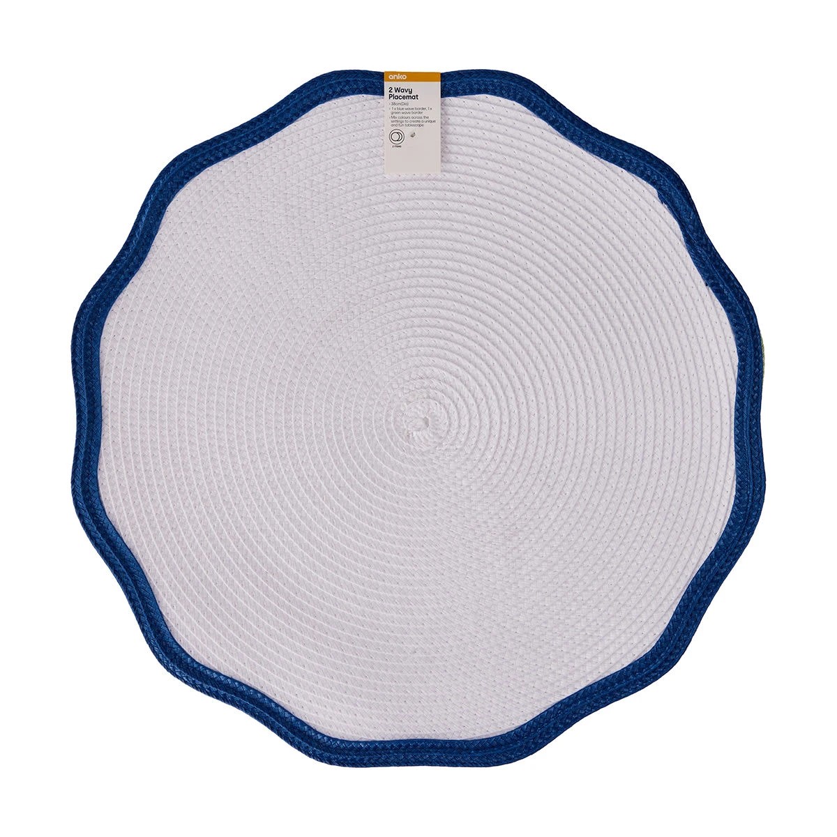 3 2 Pack Blue and Green Wavy Placemats, 3 of 3