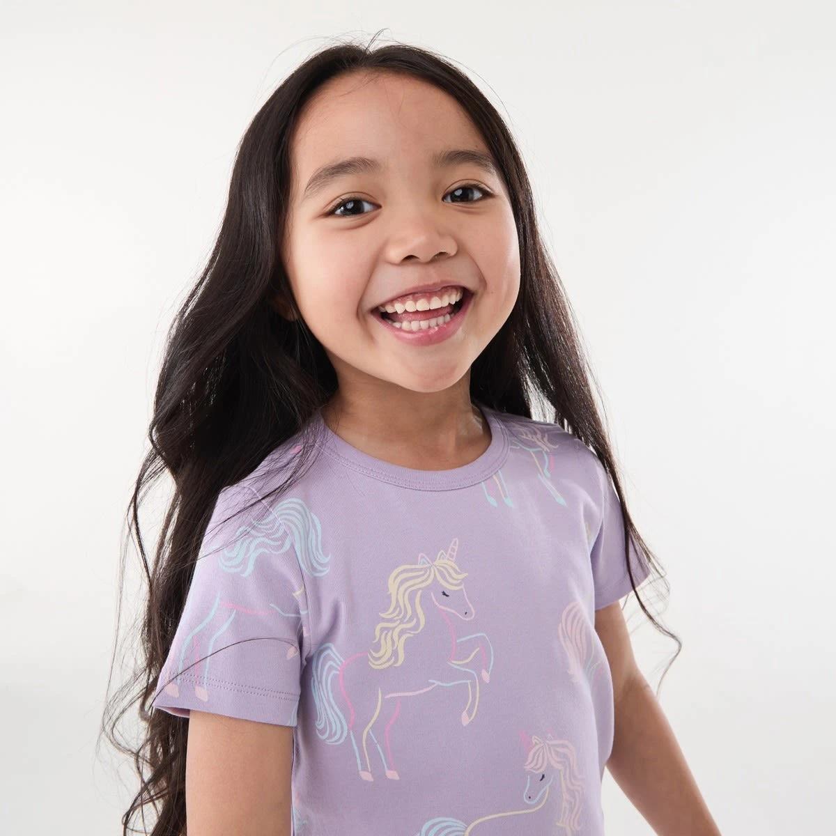 3 Short Sleeve Ribbed Pyjama Set PURPLE UNICORN, 3 of 6