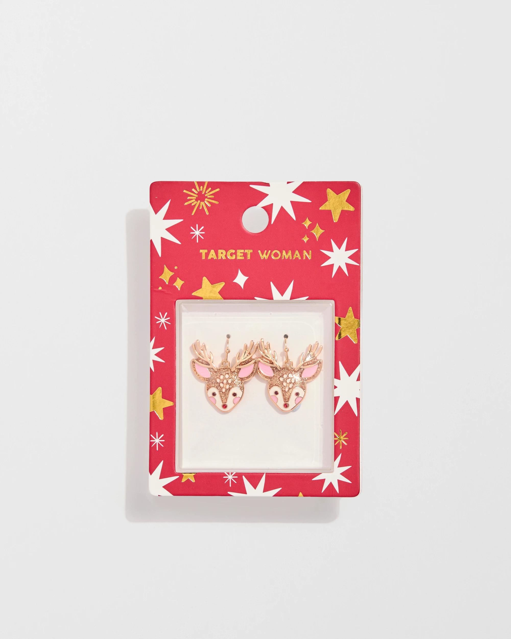 3 Target Woman Christmas Reindeer Drop Earrings GOLD-TONE, 3 of 3