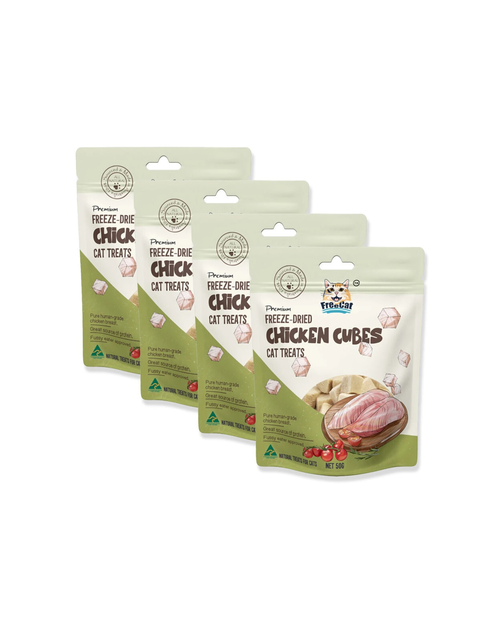 1 Freecat Premium Freeze Dried Low Fat Chicken Cubes 4 Pack 50g Cat Treats - Plain, 1 of 1