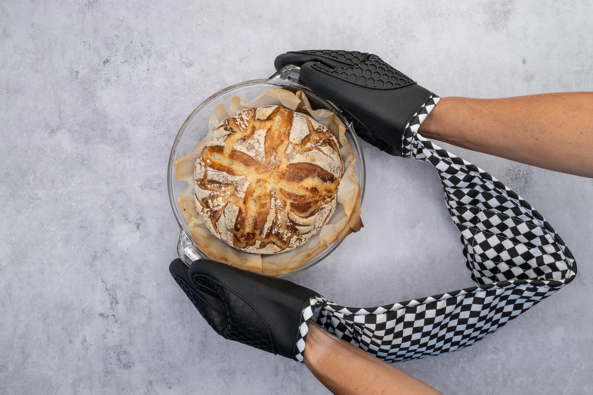 10 Cuisena Silicone Fabric Double Oven Glove — Heat-Resistant Black Check Kitchen Mitt - Black, 10 of 10