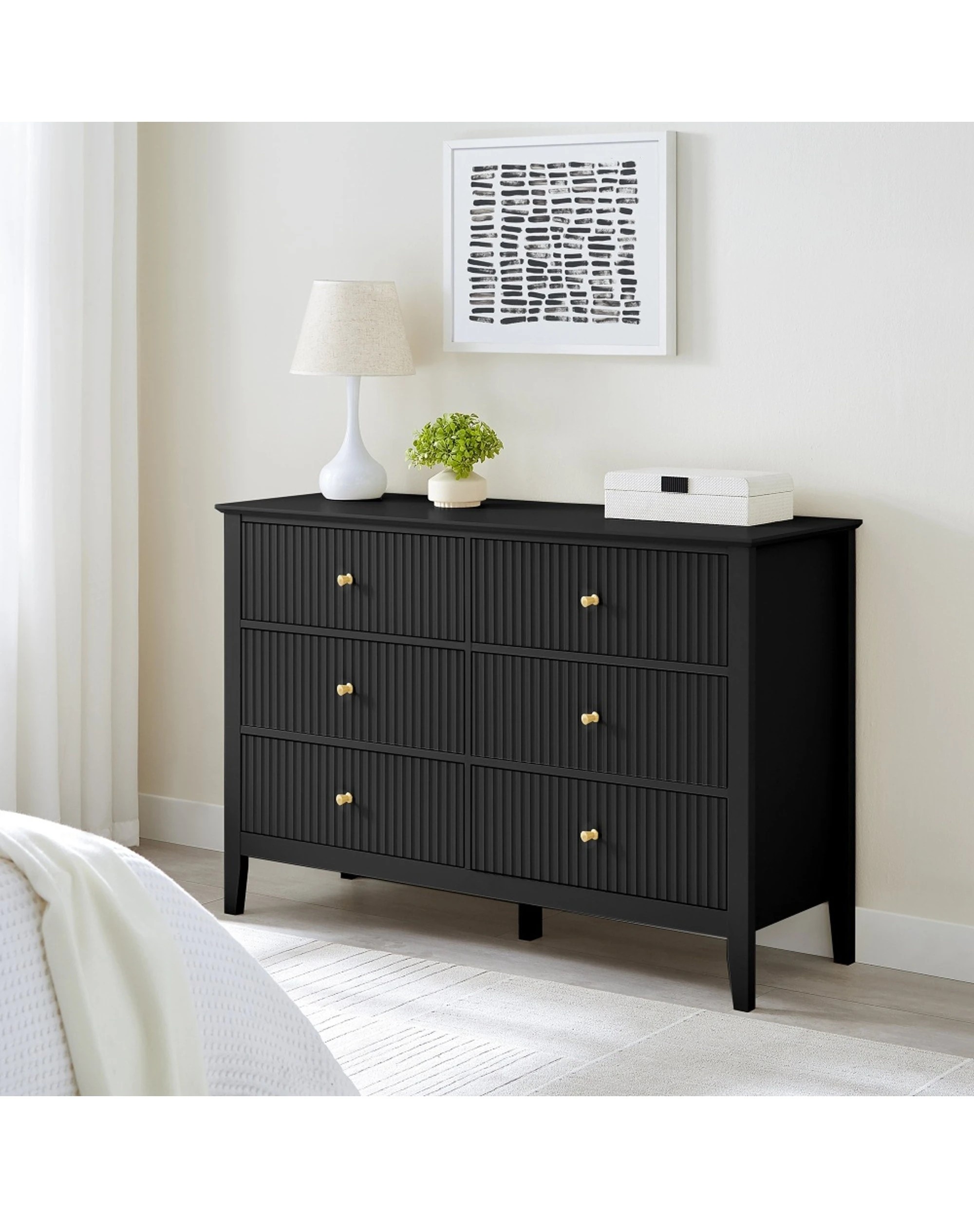 3 Alpine Bay Zara Fluted 6 drawer chest 120cm - Black, 3 of 7