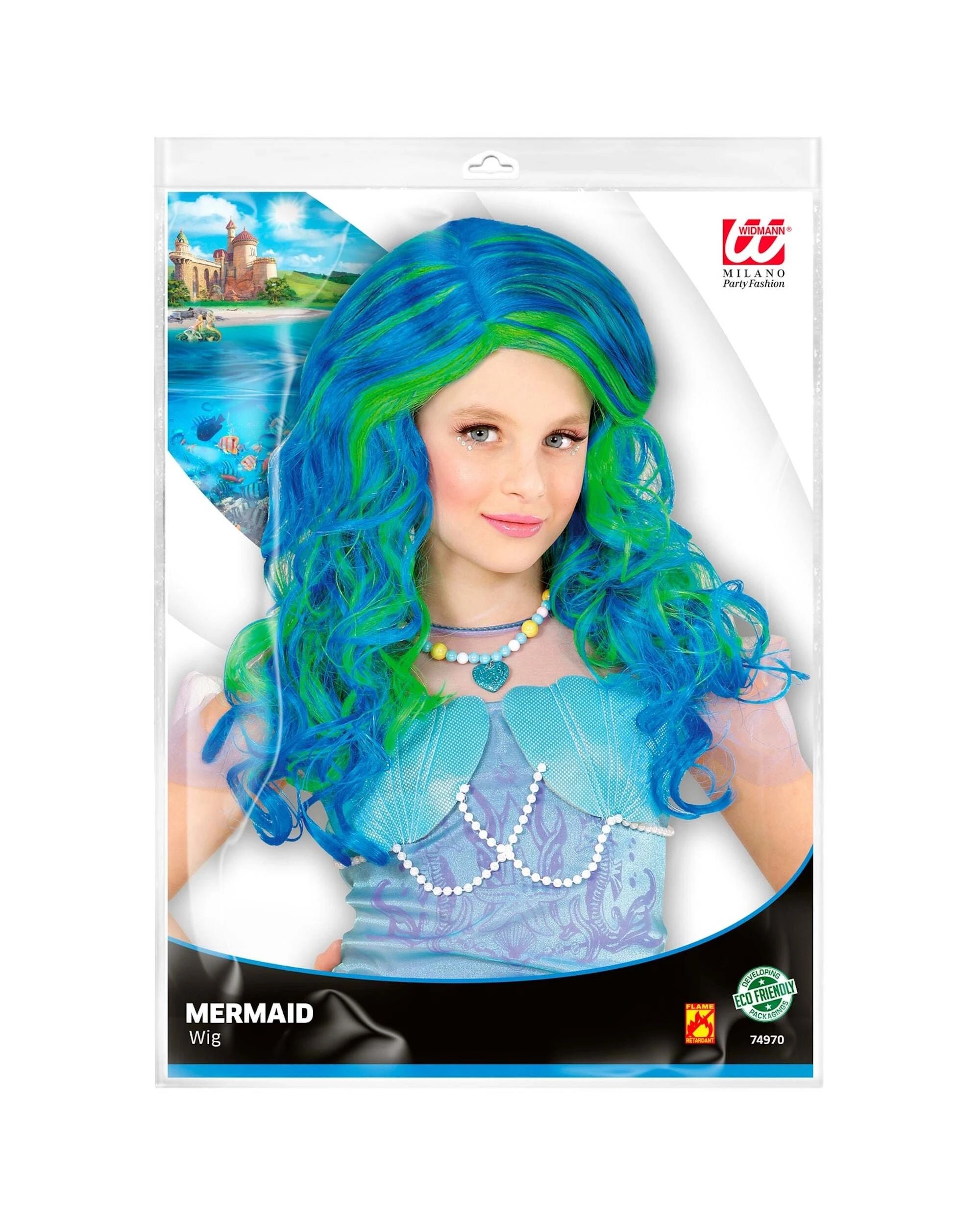 3 Widmann Kids Green and Blue Wavy Mermaid Wig - One Size - Blue, 3 of 3