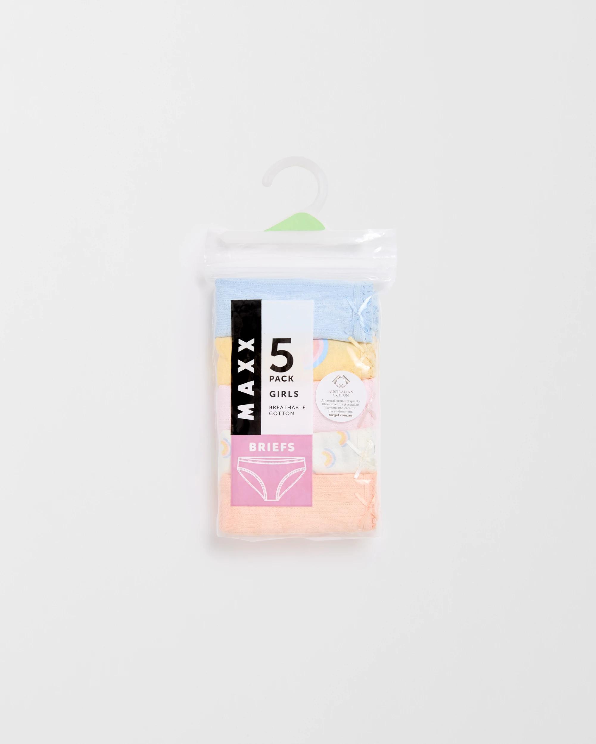 2 Australian Cotton Younger Girls Underwear Briefs 5 Pack - Maxx RAINBOW, 2 of 3