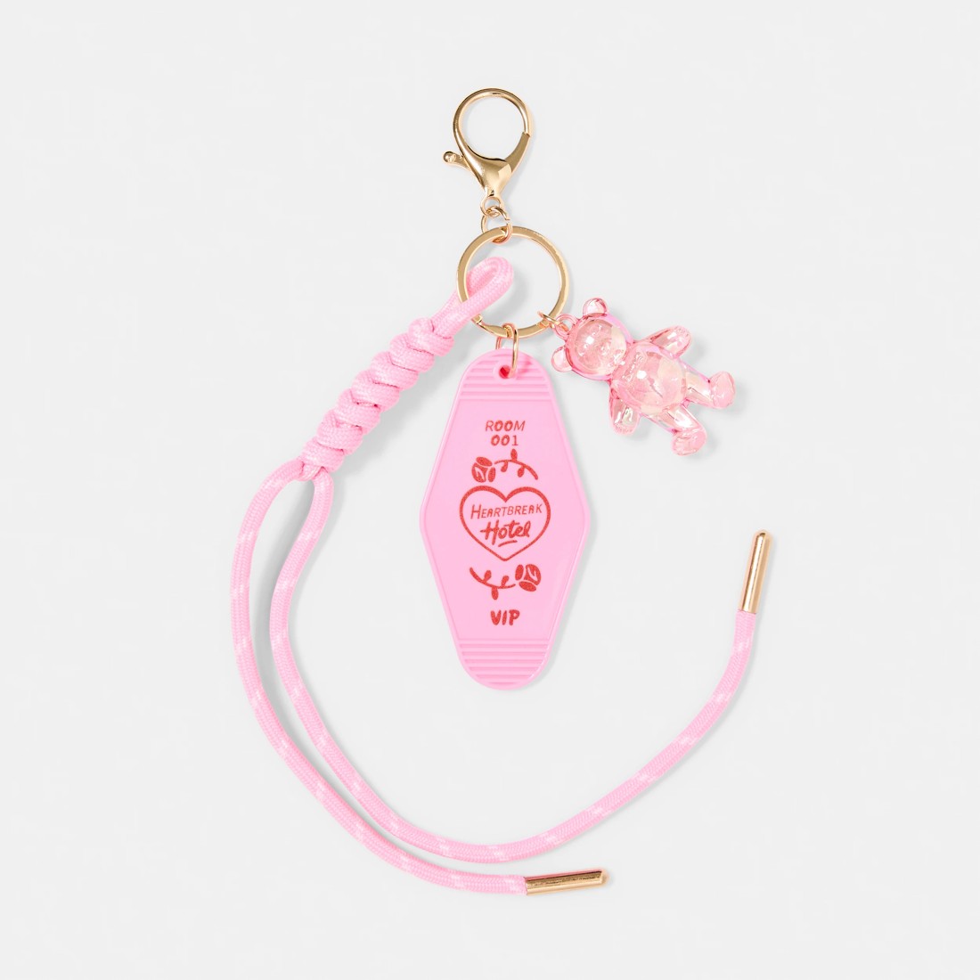 1 Motel Bag Charm Keyring - Pink, 1 of 3