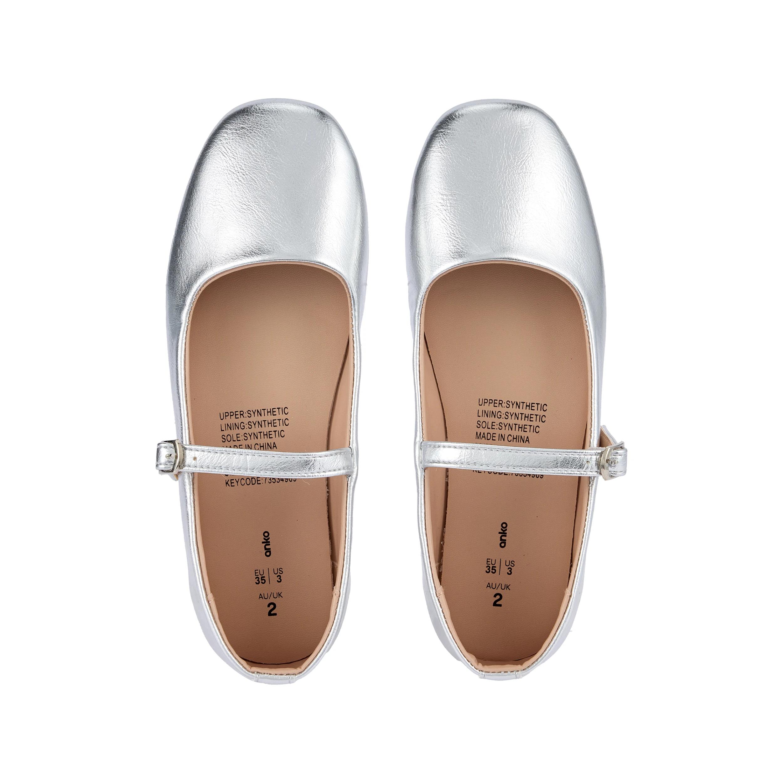 2 Senior Camilla Square Toe Flats SILVER, 2 of 5