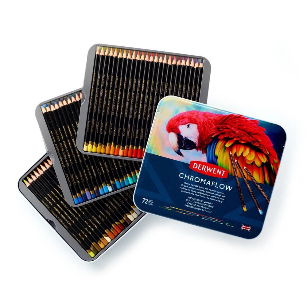 3 Derwent Chromaflow Coloured Pencils Tin 72 Pack, 3 of 10