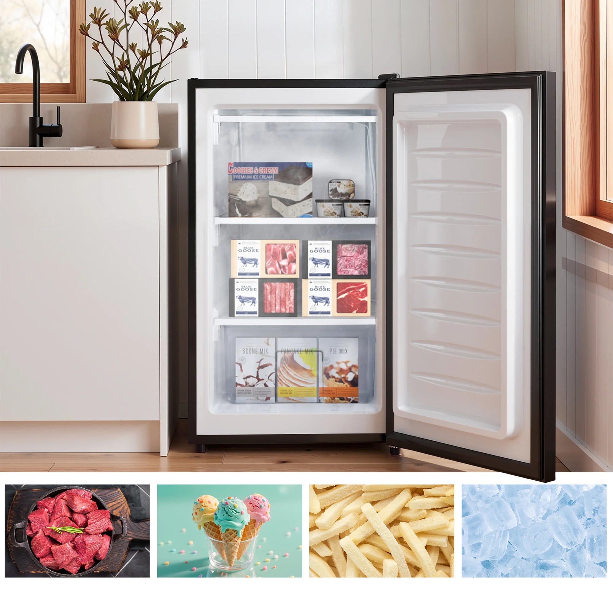 5 Devanti 81L Upright Freezer Fridge- Black, 5 of 9