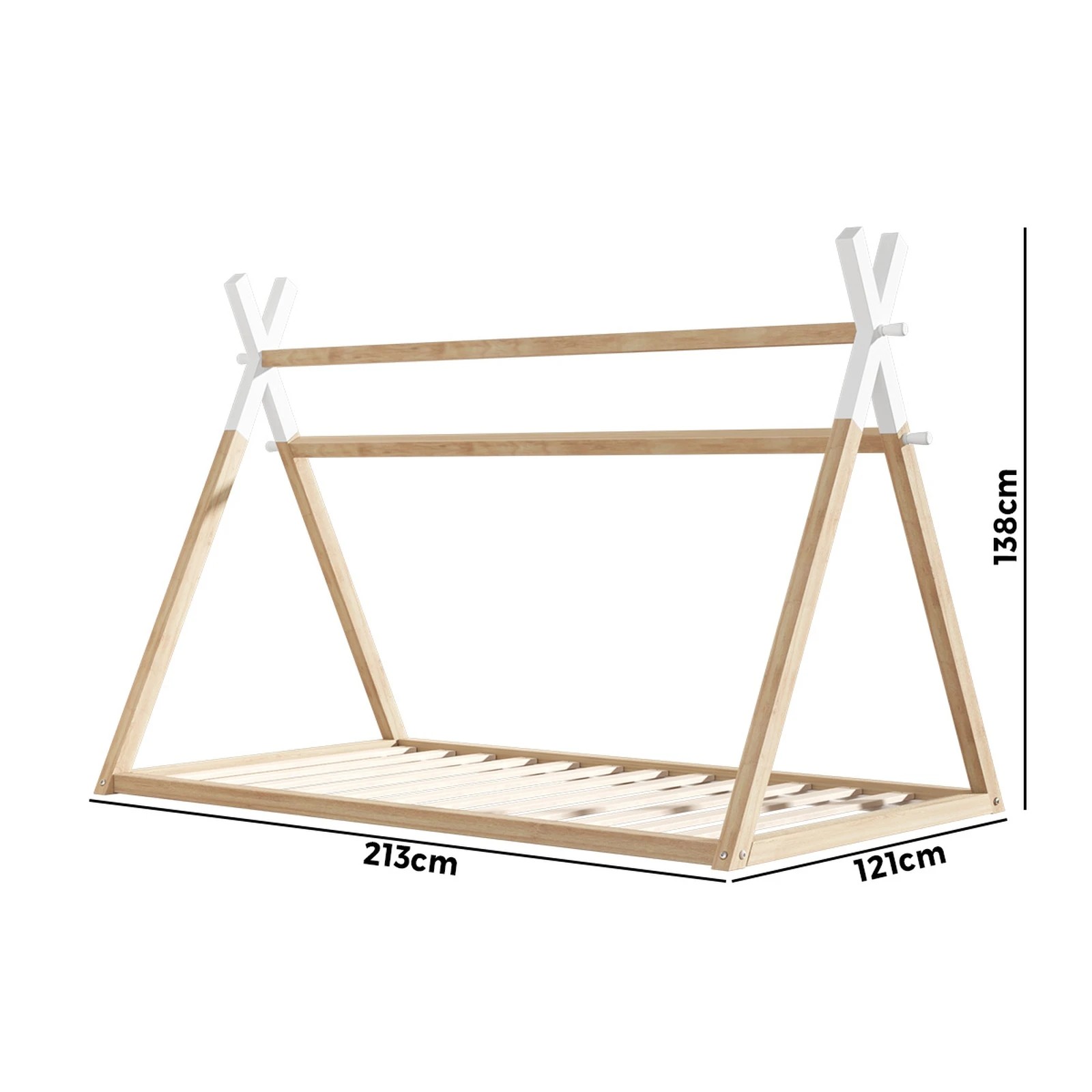 5 Oikiture Kids Bed Frame Wooden Timber King Single Teepee House Frame Beds
 - Multi, 5 of 10