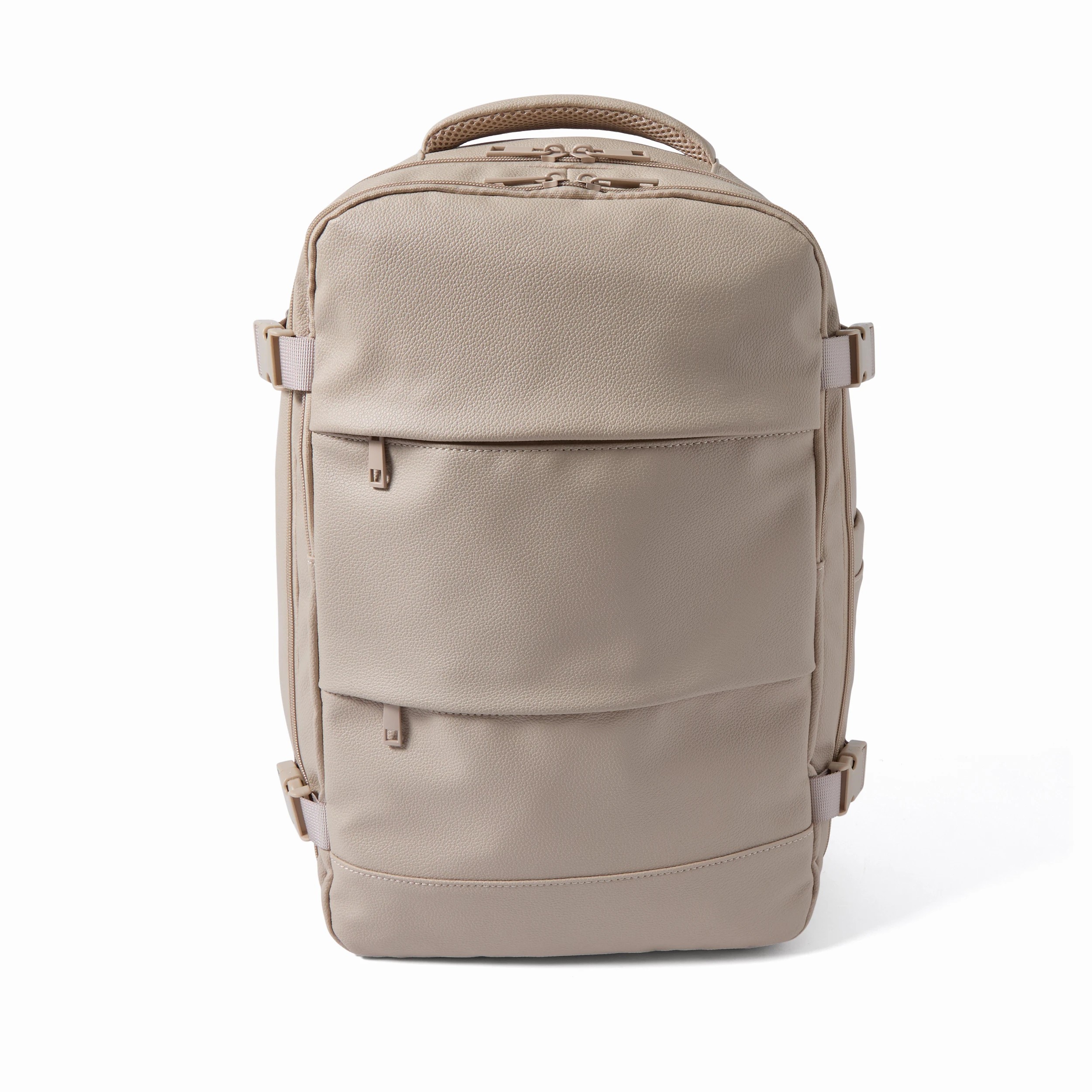 3 PU Expandable Travel Backpack - Beige, 3 of 10