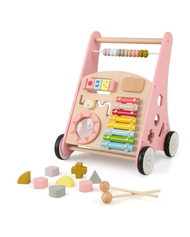 Costway Wooden Walker Push Walker Activity Center Toy - 