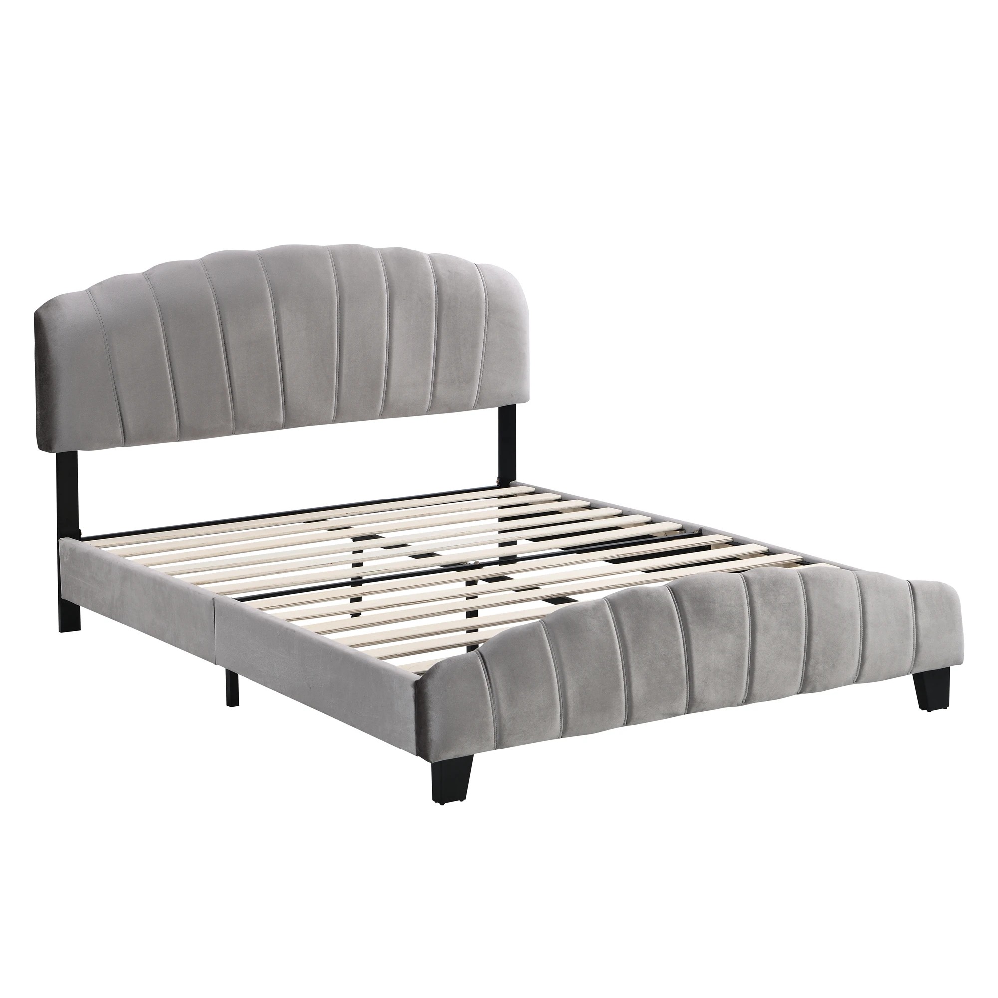 1 IHOMDEC BEF04 Queen Size Bed Frame Base - Grey - Grey, 1 of 10