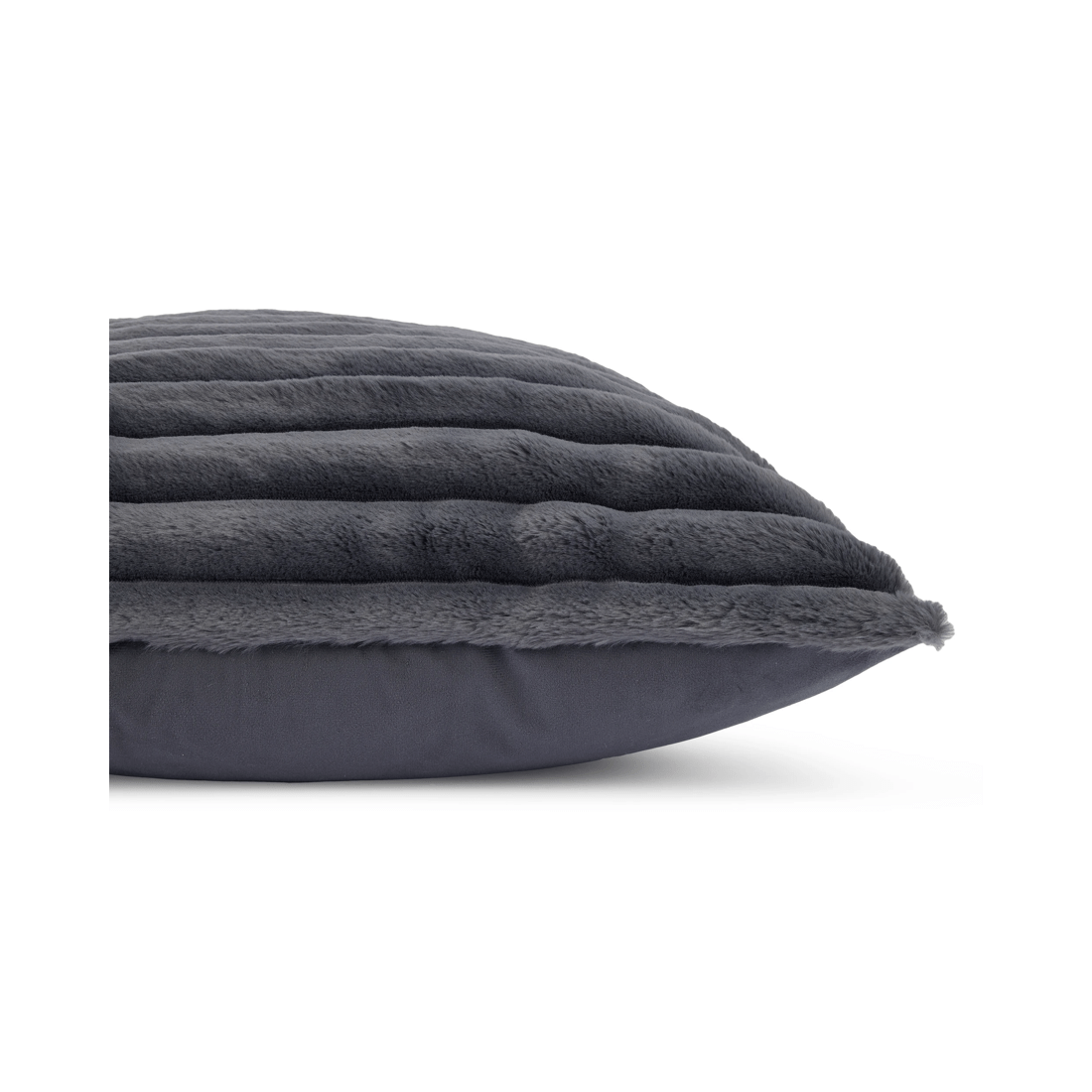 2 60cm Coco Faux Fur Cushion - Charcoal, 2 of 4