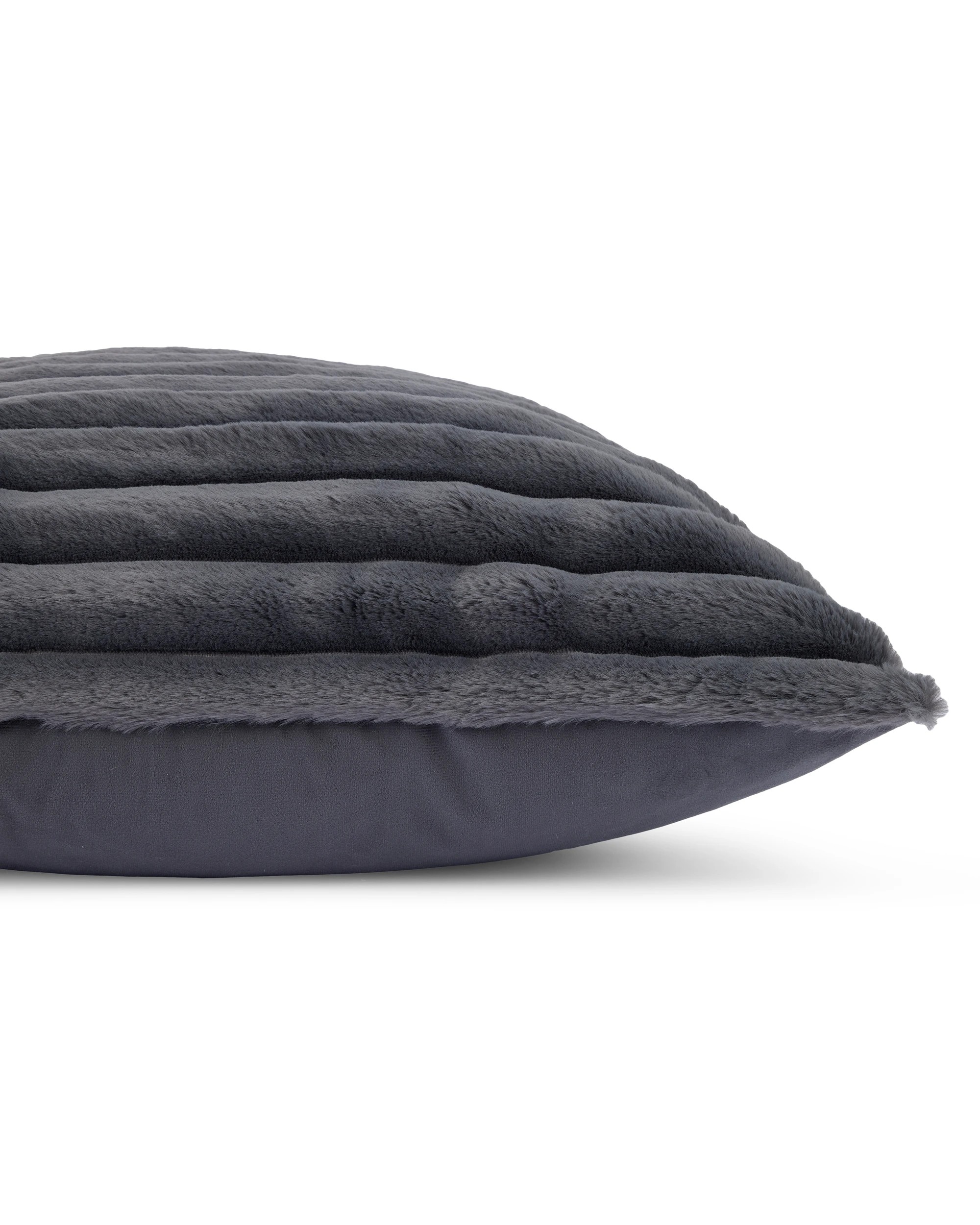 2 60cm Coco Faux Fur Cushion - Charcoal, 2 of 4