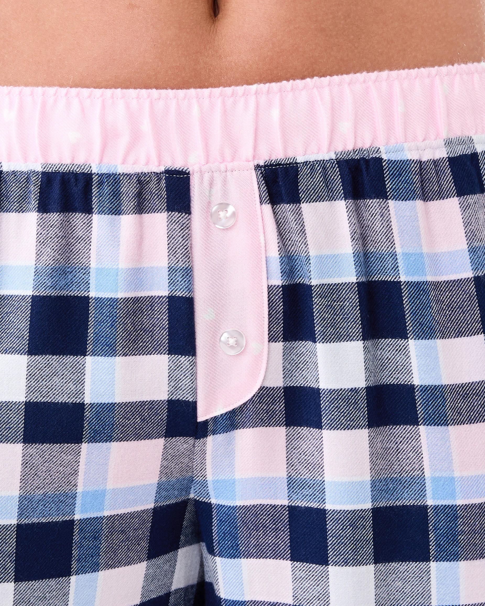 4 Boyfriend Contrast Waistband Flannel Pants Blu Pk Chk, 4 of 5