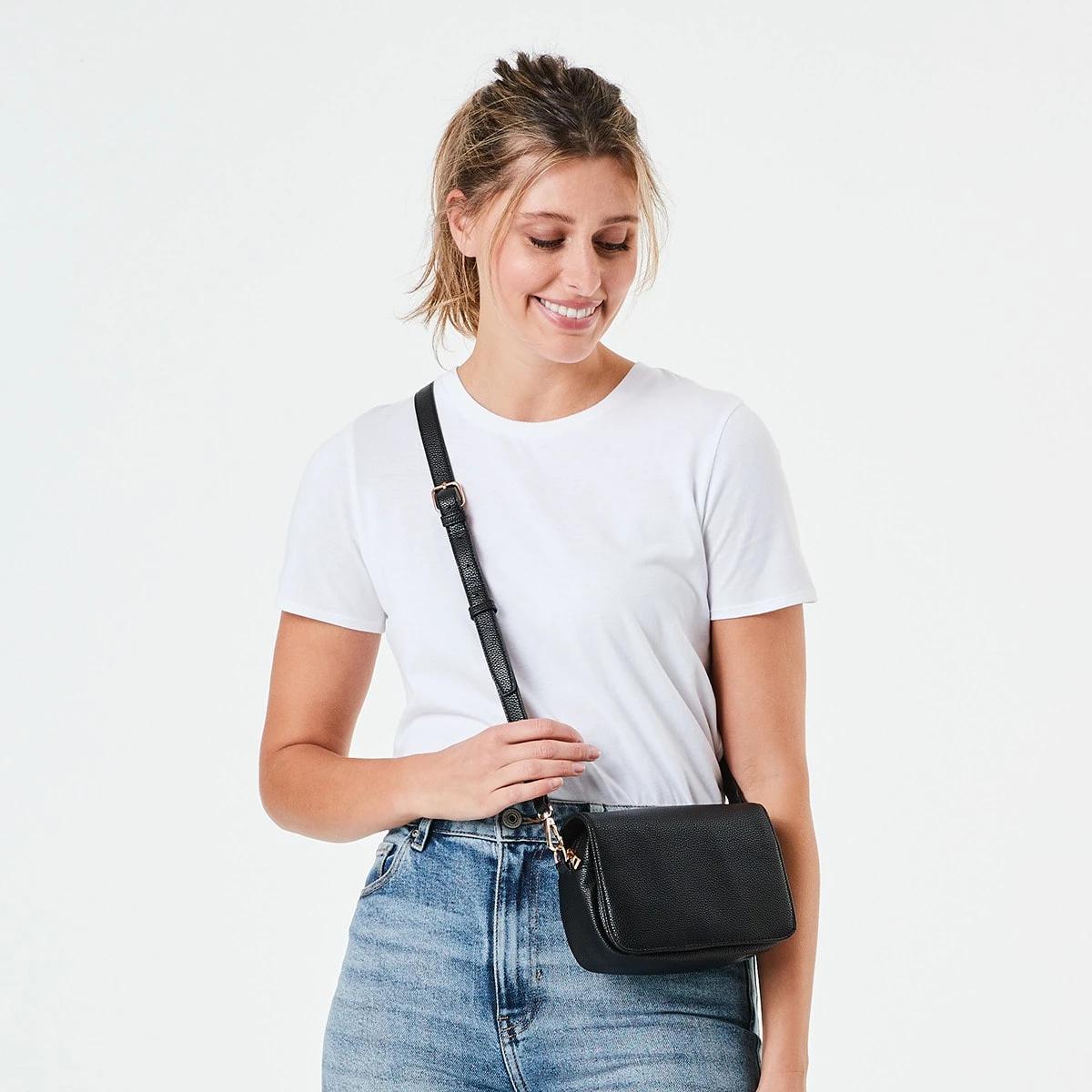 5 Front Flap Crossbody Bag Black, 5 of 5