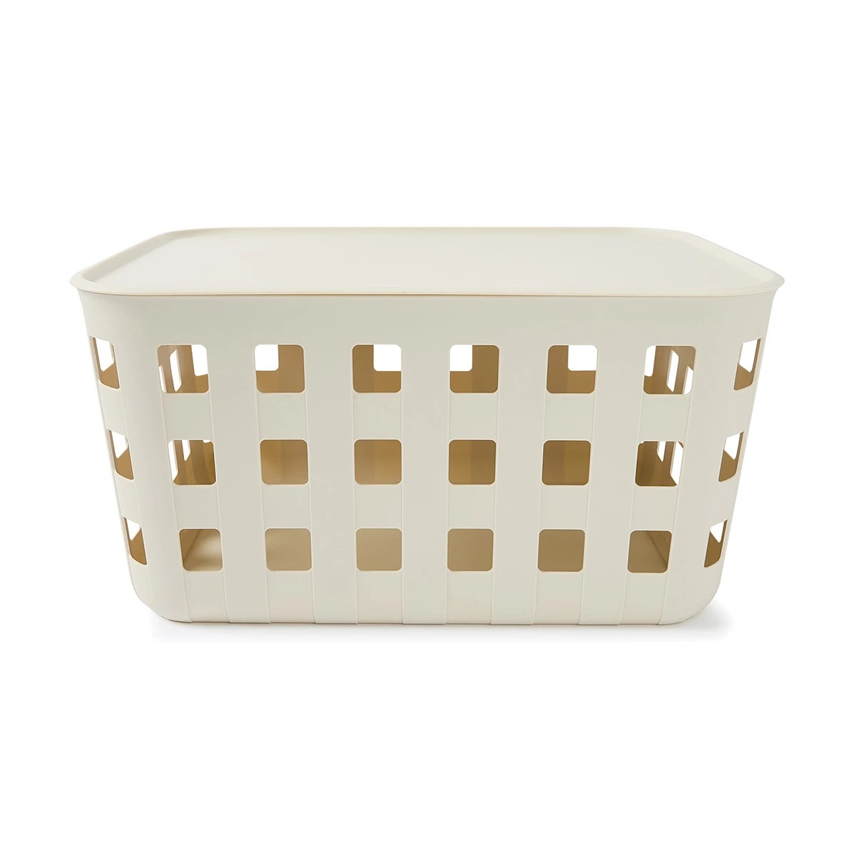 4 28L Rectangle Trellis Basket with Lid - Beige, 4 of 10