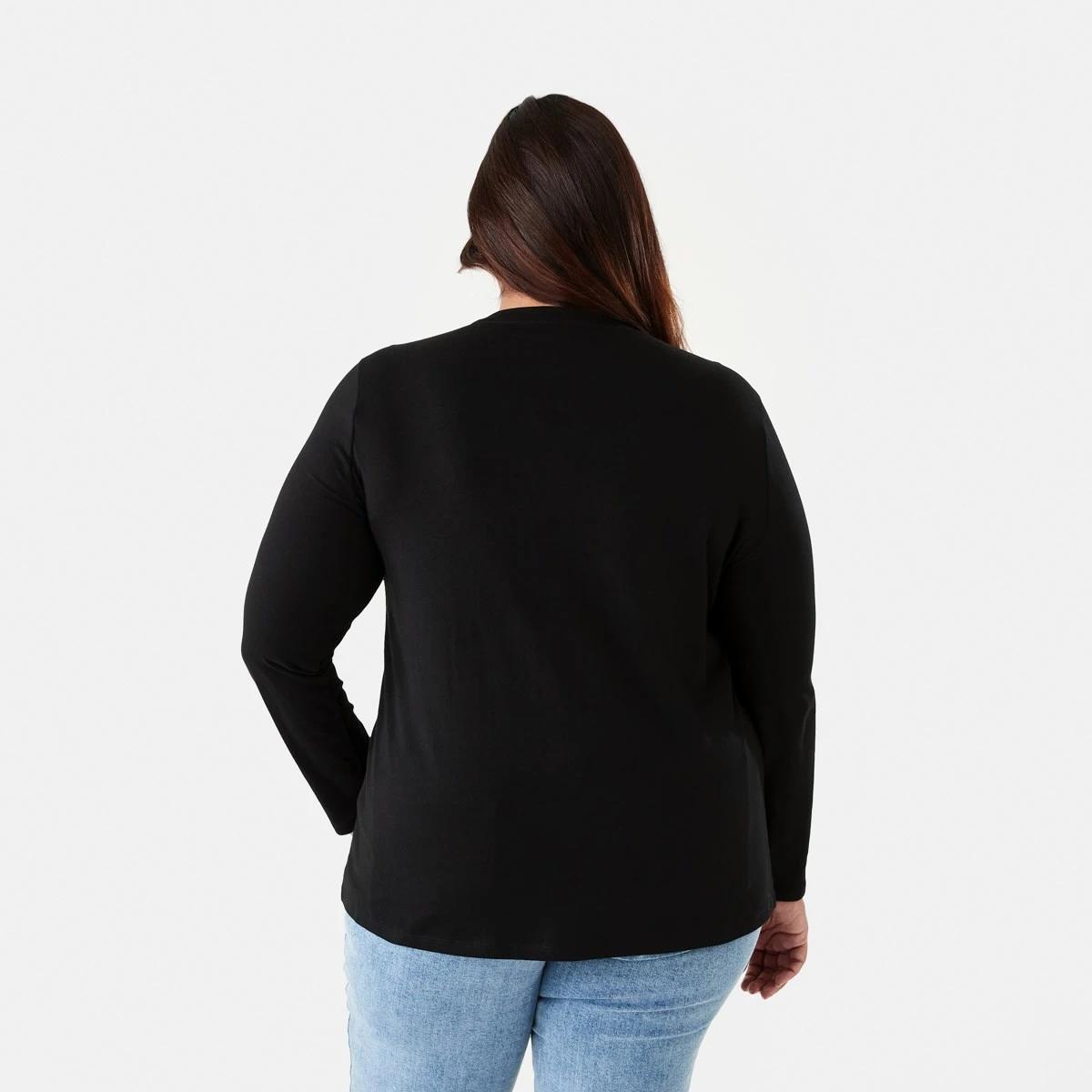 3 Curve Long Sleeve Cotton T-shirt Black, 3 of 5