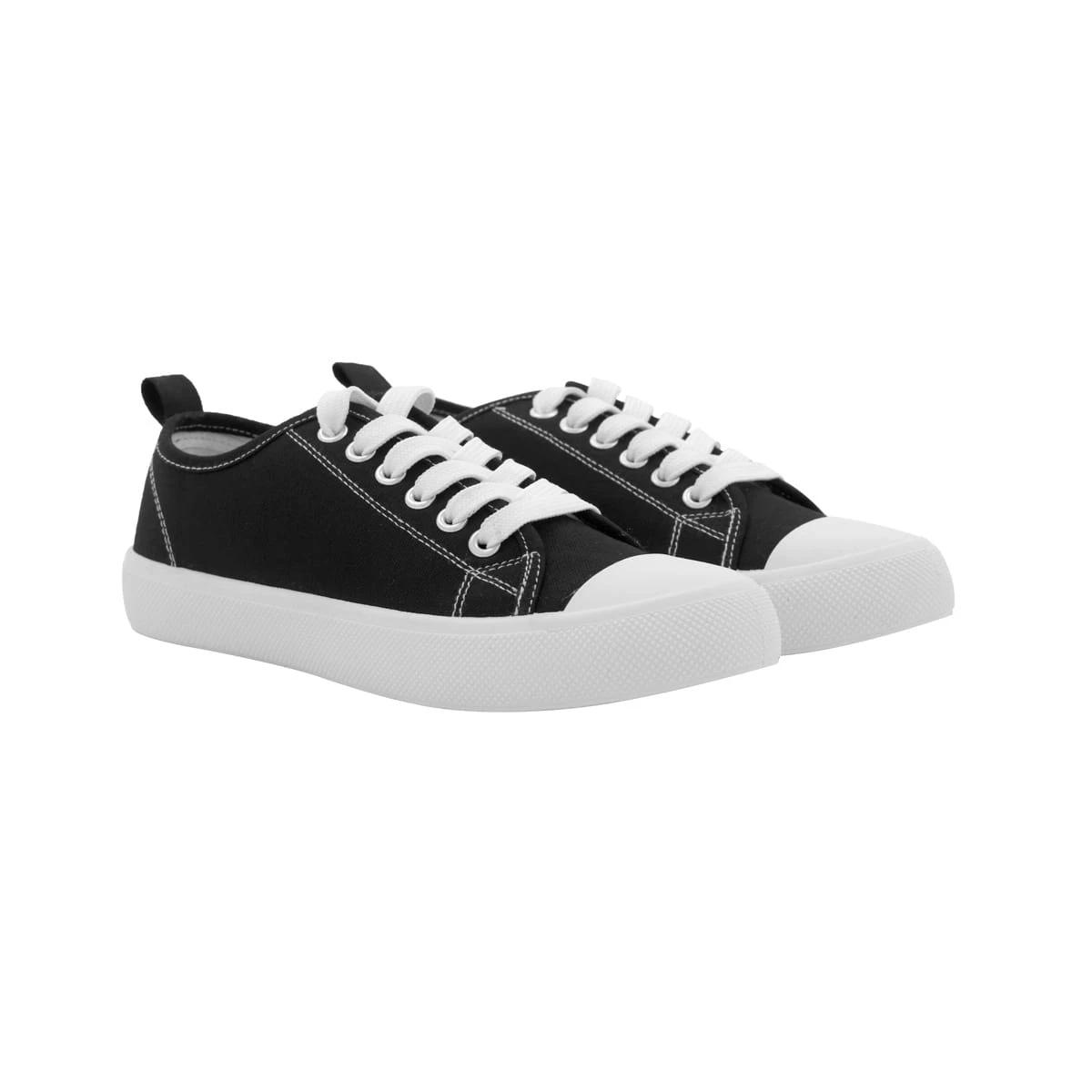 2 Canvas Low Top Sneakers BLACK WHITE, 2 of 5