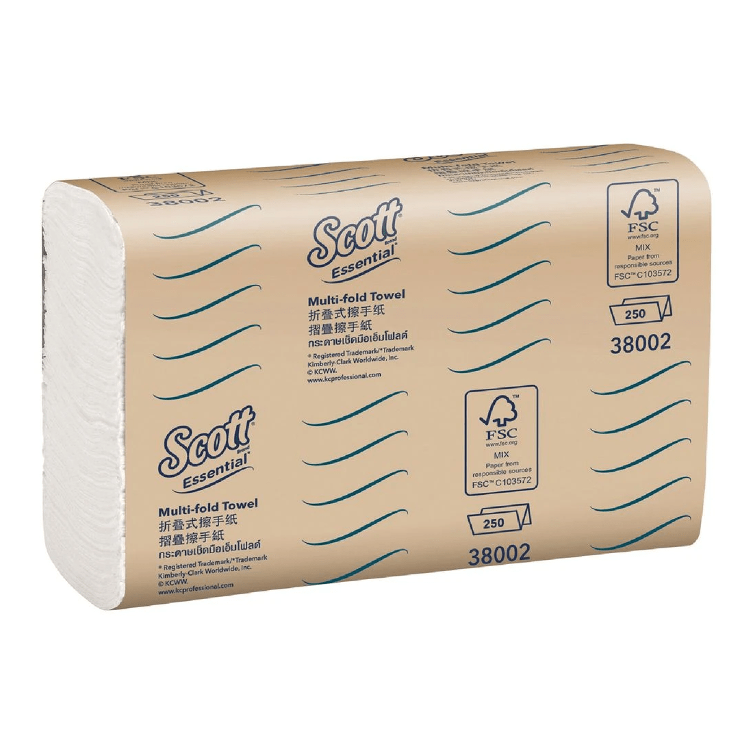 1 Scott Essential Mulltifold Hand Towel 19.5x8cm 250 Sheet x 16, 1 of 2