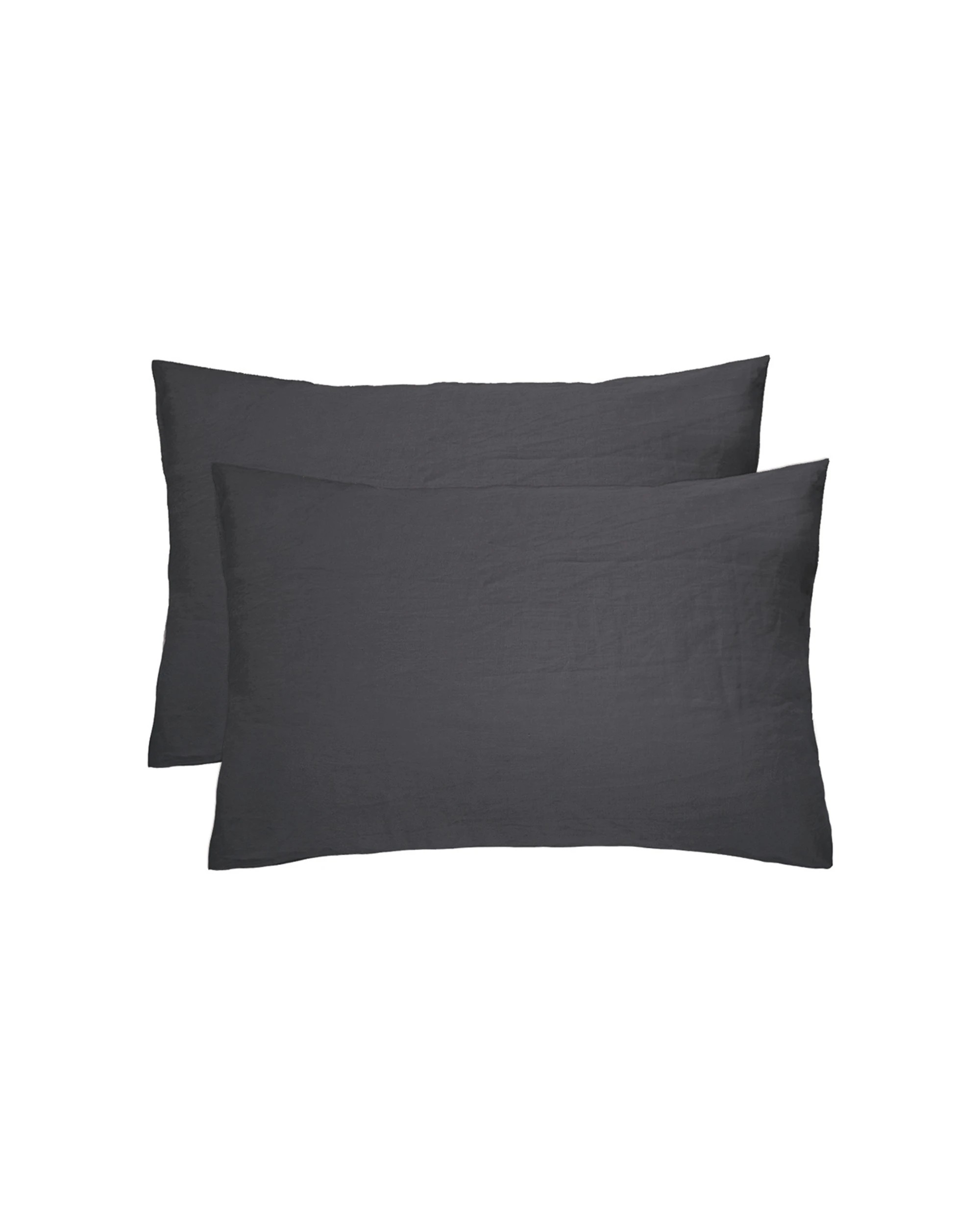 1 Bambury Home Living Decor Linen Pillowcase Pair Woven - Charcoal, 1 of 1