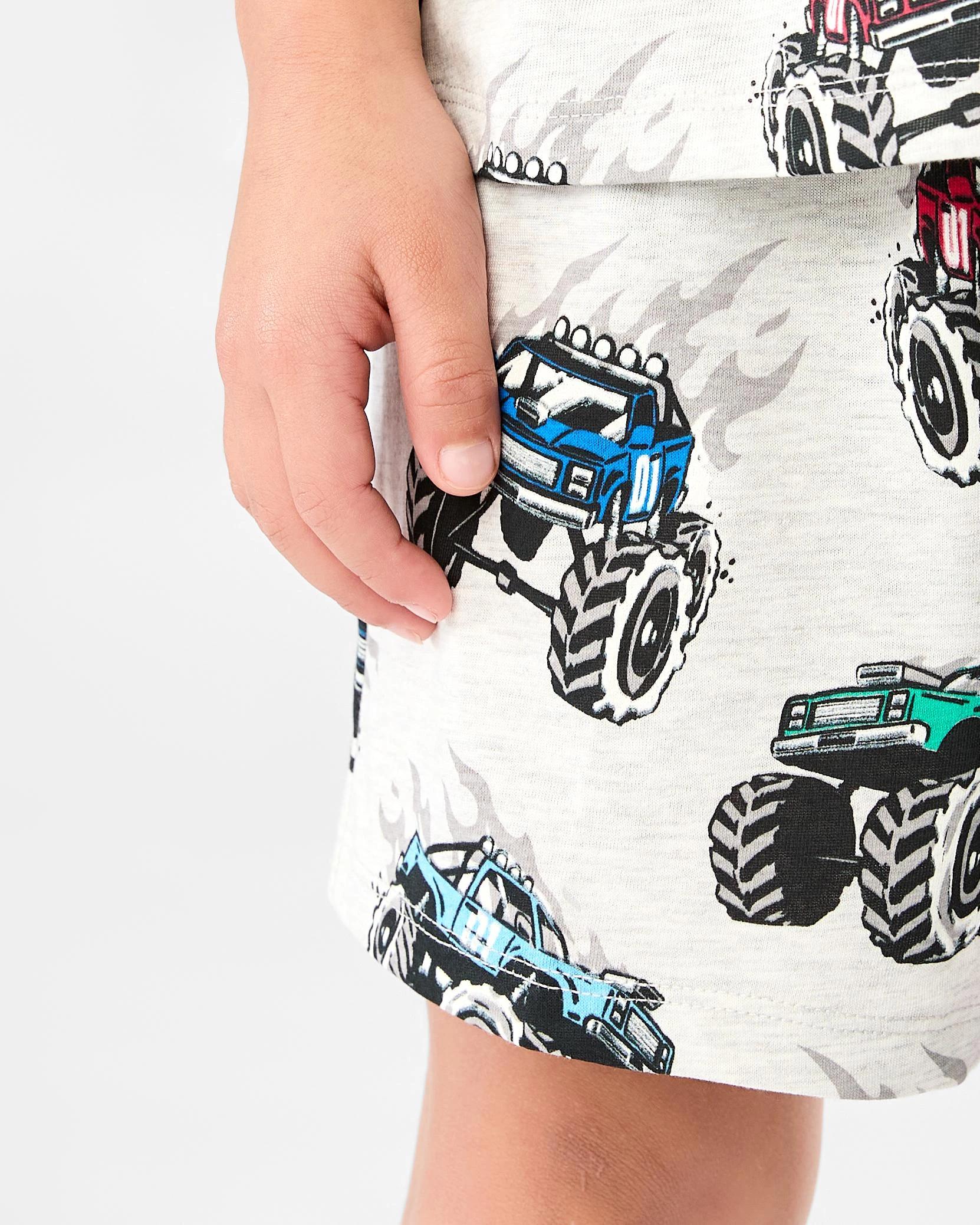 6 Short Sleeve Jersey Pyjama Set Gry Truck, 6 of 8