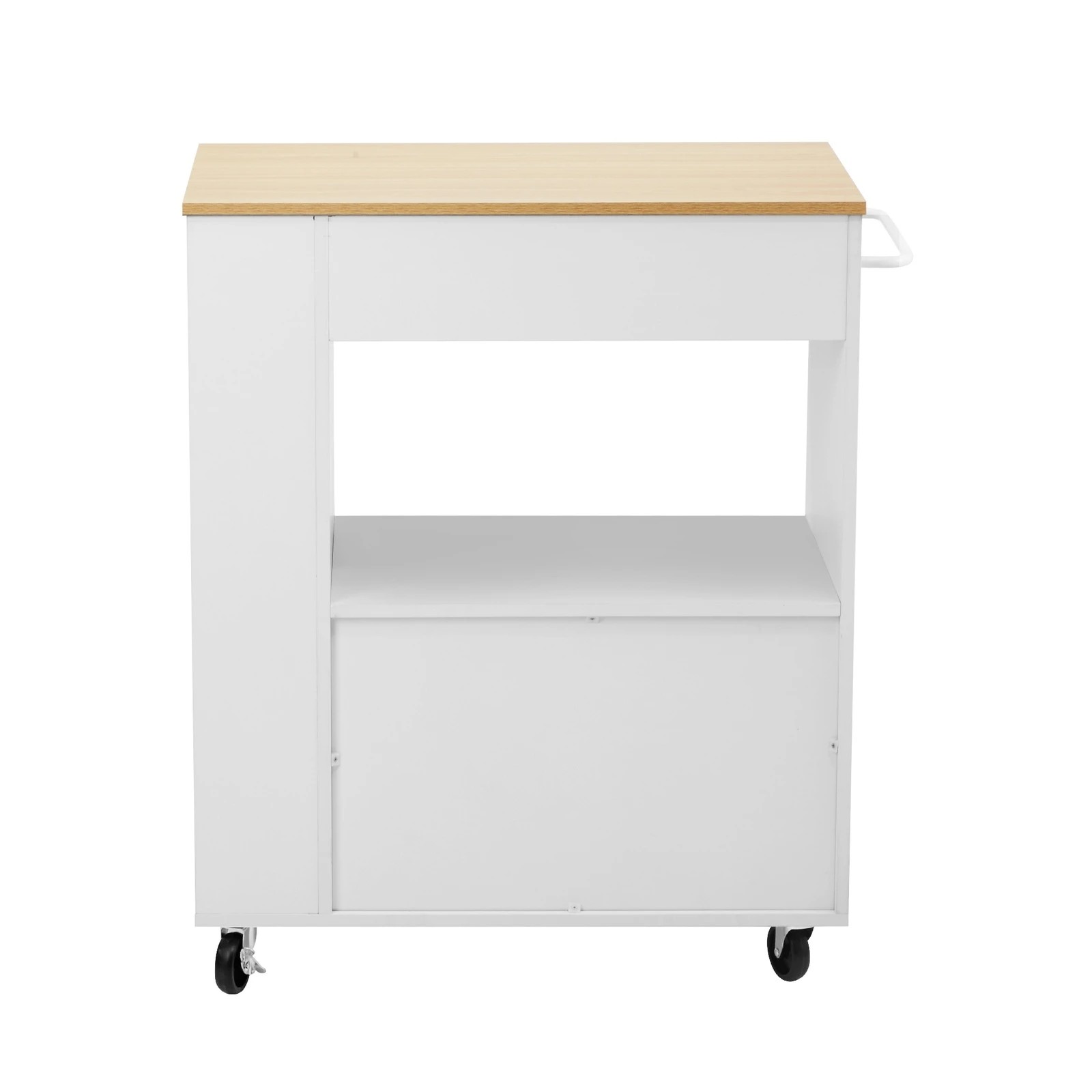 9 Oikiture Kitchen Island Trolley Cart with Drawer & Towel Rack - White, 9 of 10