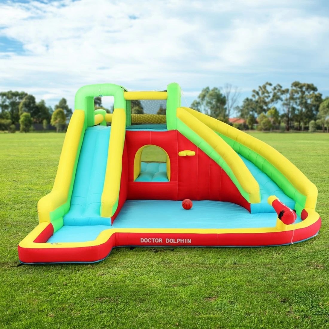 4 Doctor Dolphin Kids Inflatable Pool Water Slide Park Jumping Castle 575X445CM - Multi, 4 of 5