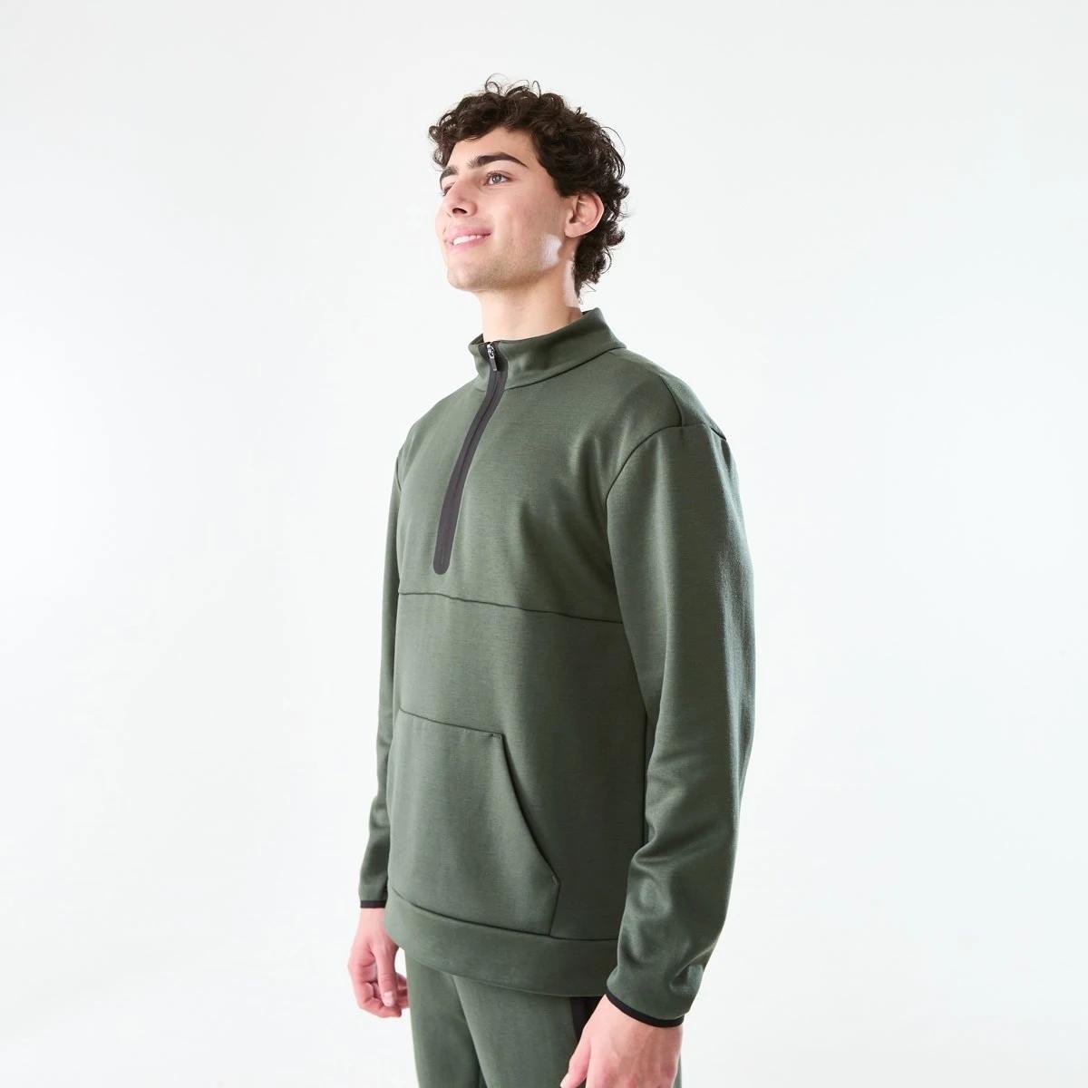 2 Active Mens Sports Half Zip Pullover Deepst Grn, 2 of 7