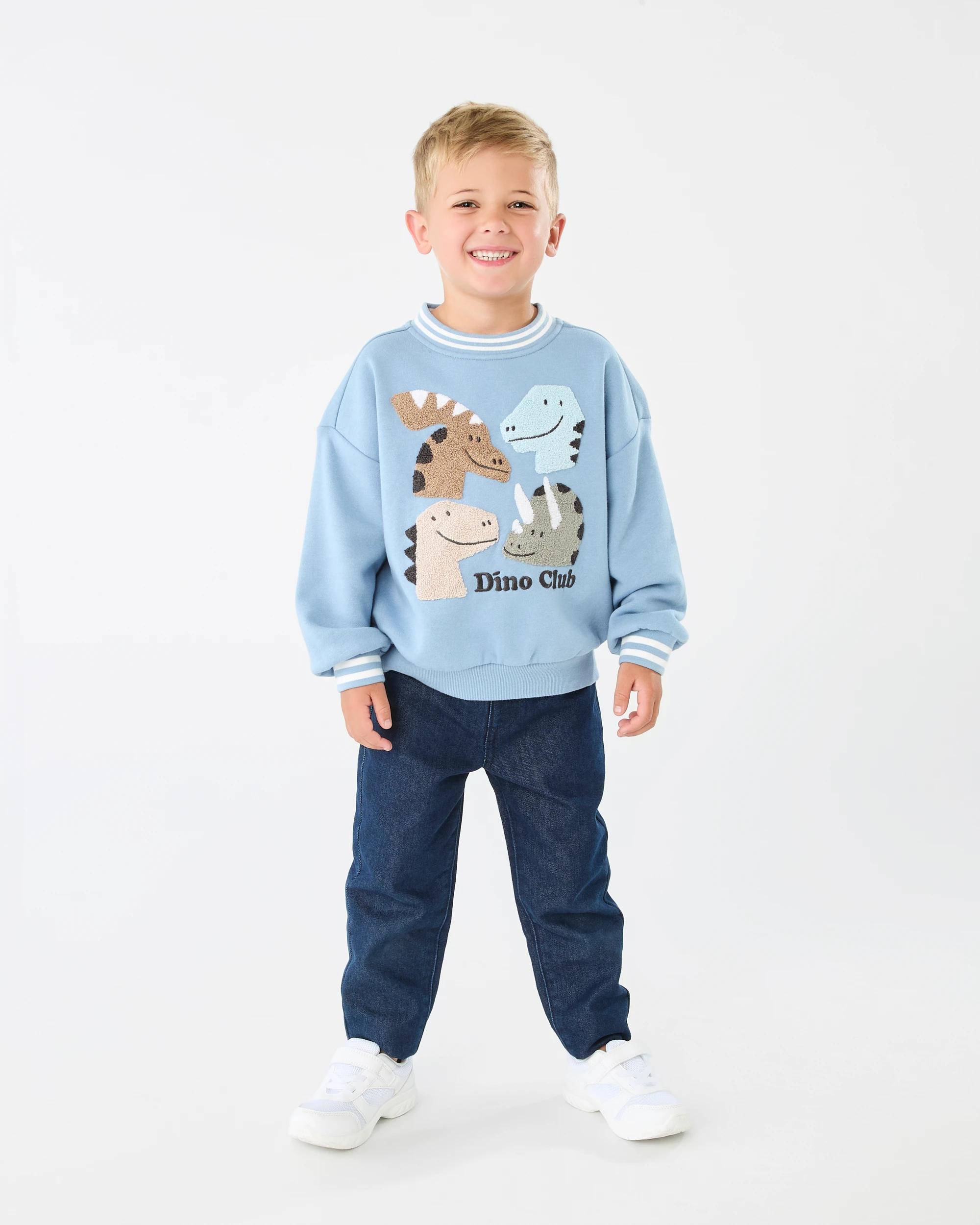6 Oversized Boucle Crew Neck Sweatshirt Blu Dino, 6 of 7