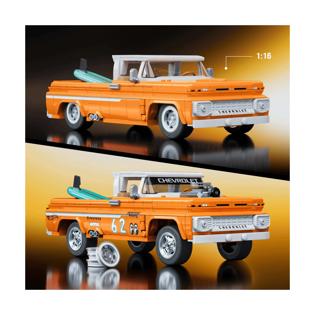 3 Mattel Brick Shop Hot Wheels Custom ’62 Chevy Pickup Building Toy Kit - Multi, 3 of 6