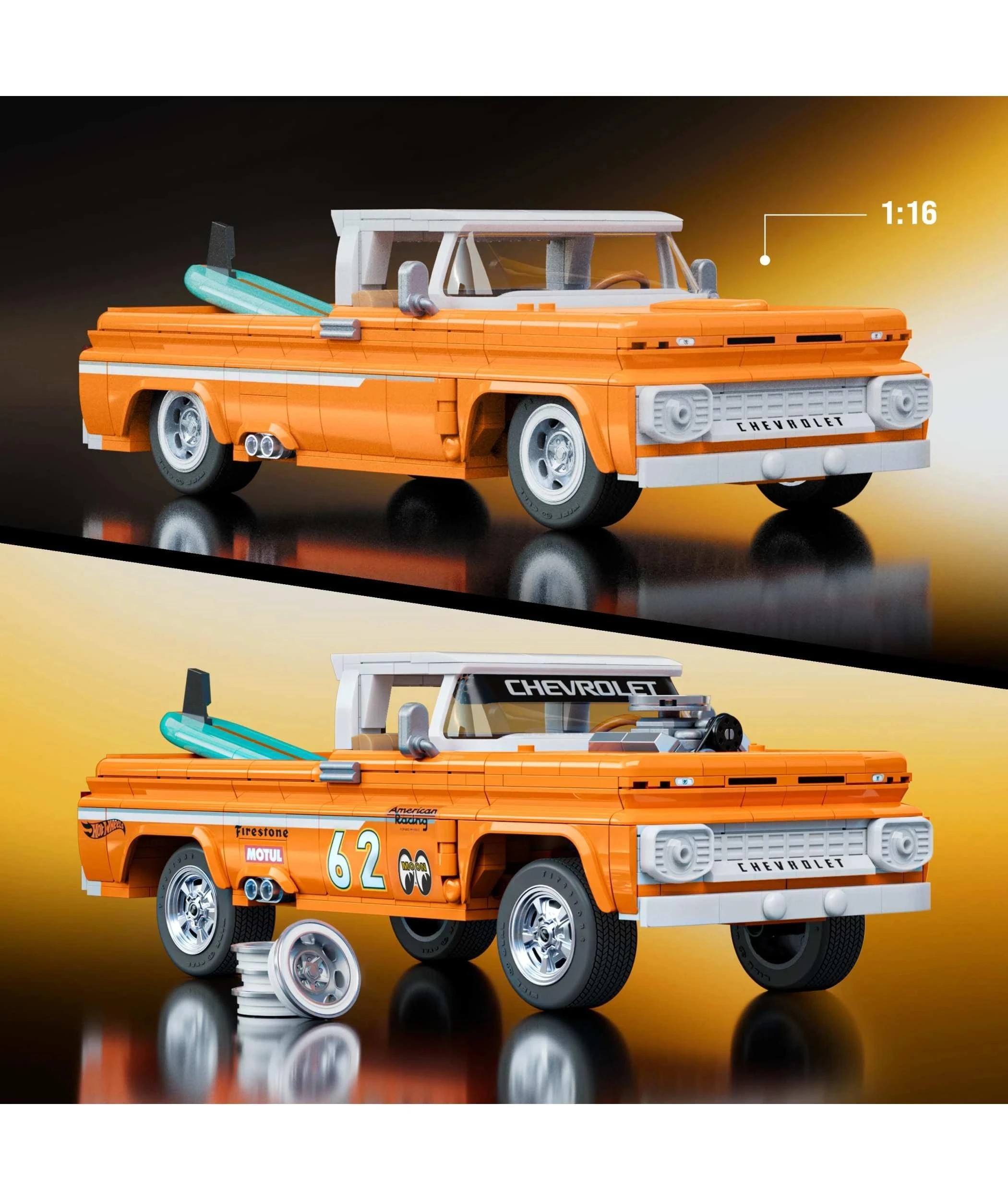 3 Mattel Brick Shop Hot Wheels Custom ’62 Chevy Pickup Building Toy Kit - Multi, 3 of 6