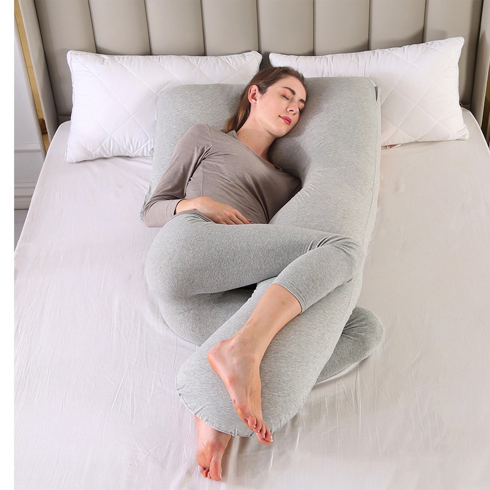 2 Advwin 2 In 1 Pregnancy Nursing Sleeping Pillow W/ Detachable Side U-shaped - Grey, 2 of 2