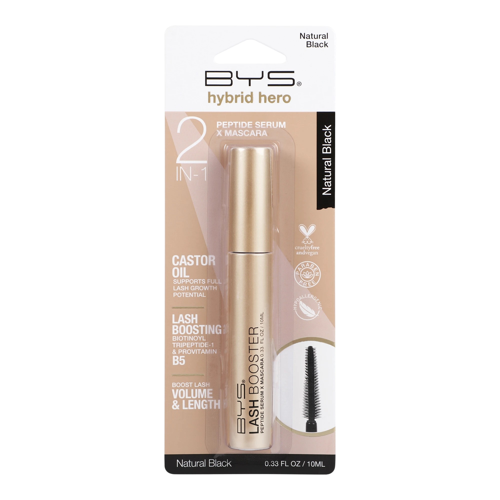 1 BYS Hybrid Hero 2-in-1 Lash Booster Peptide Serum x Mascara - Natural Black, 1 of 3