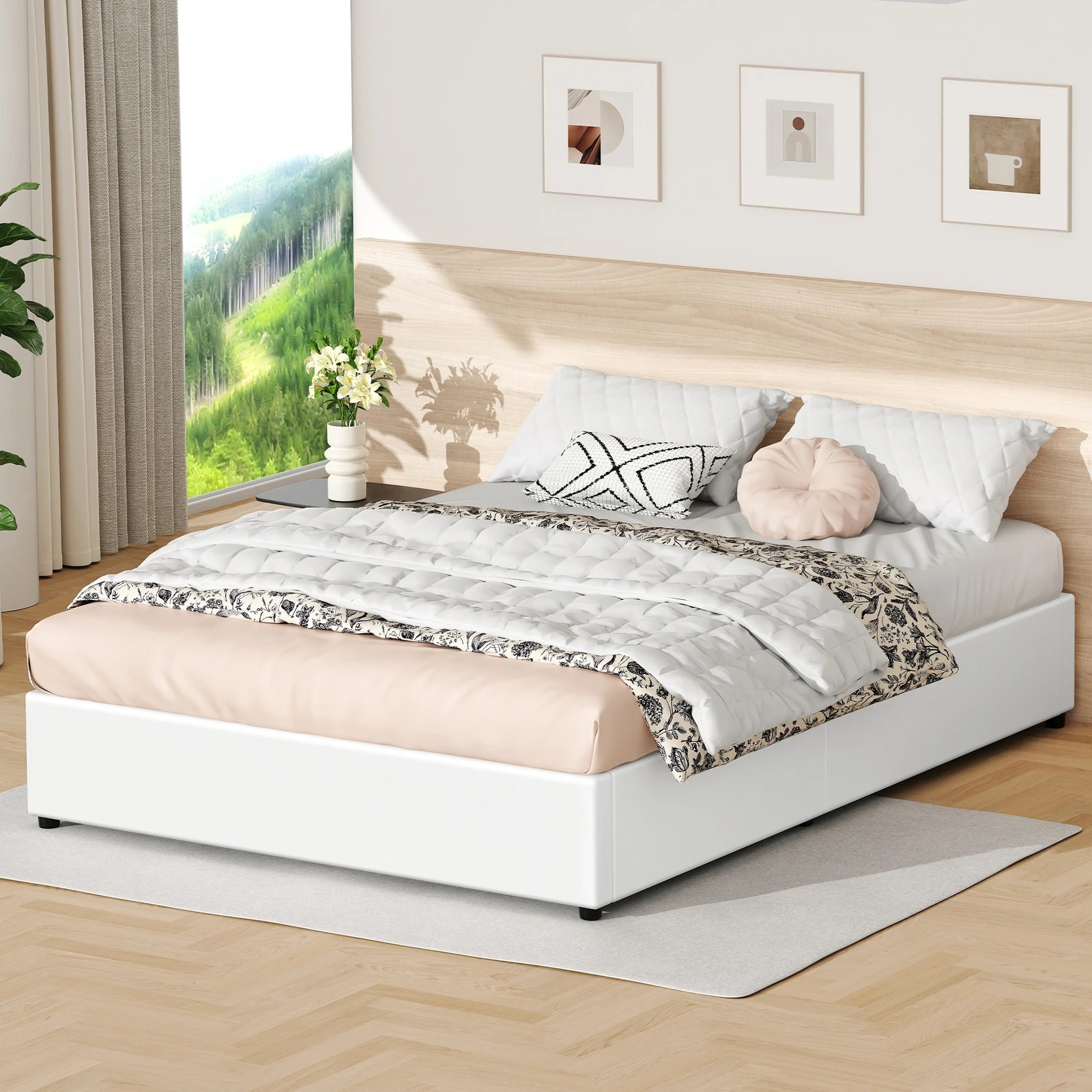 5 Alfordson Bed Frame Queen Size Gas Lift Storage Mattress Base Barlow - White, 5 of 10