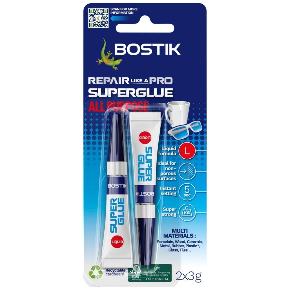 1 Bostik Super Glue Liquid Twin Pack 3g, 1 of 1