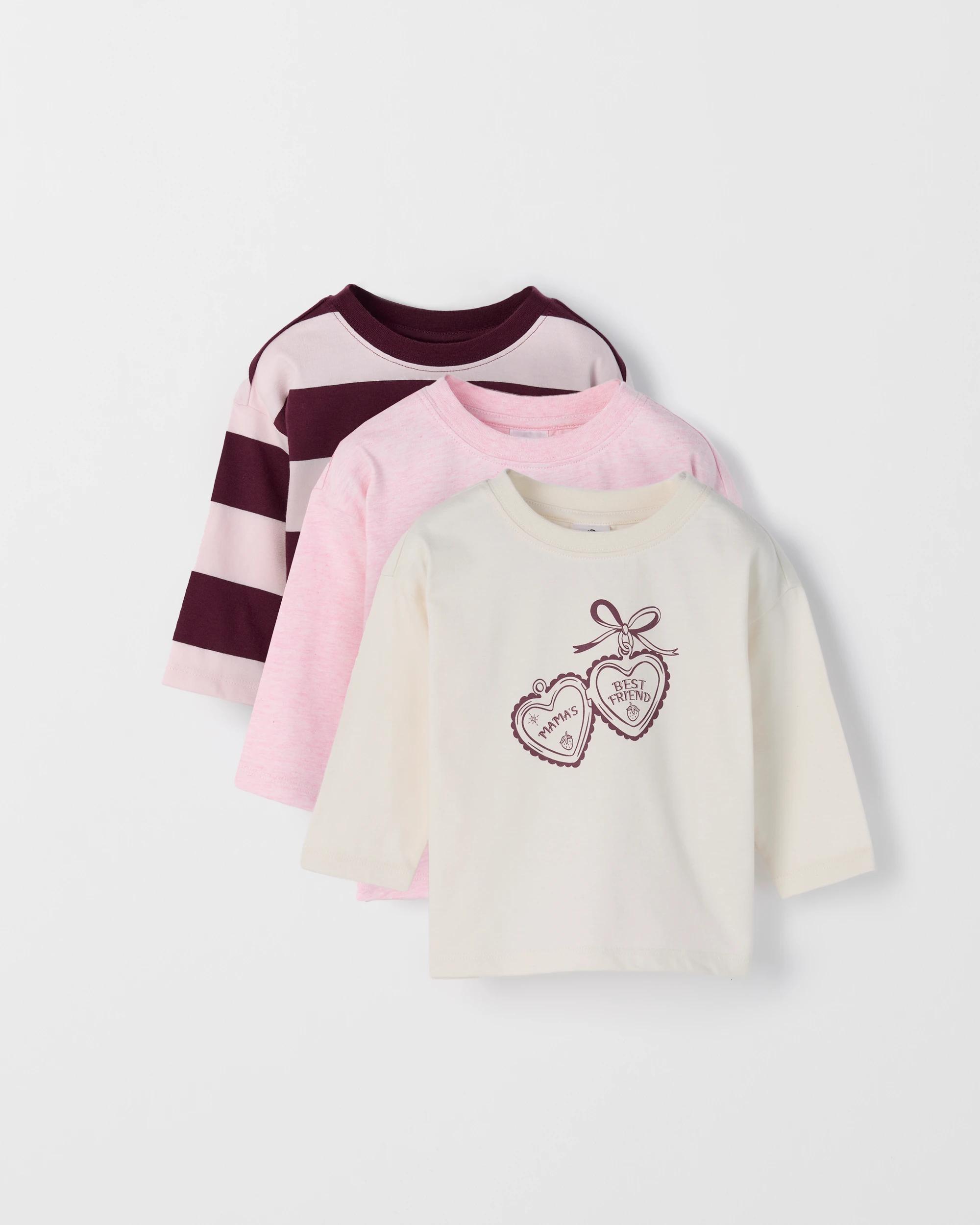 1 Target Baby Baby Organic Cotton 3 Pack Long Sleeve T-Shirts BEST FRIENDS CREAM, 1 of 5