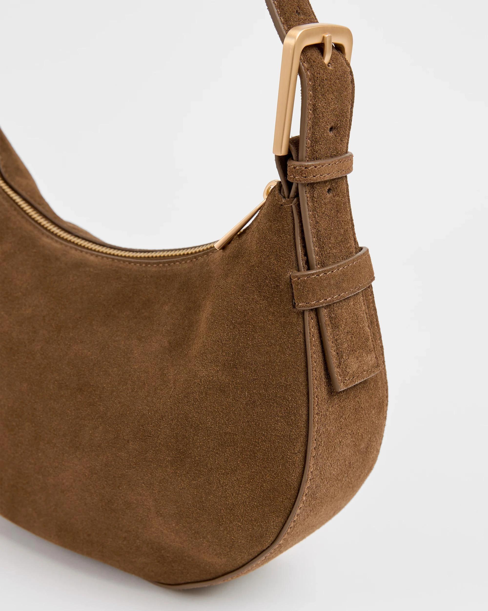2 Target Woman Premium Suede Leather Halfmoon Shoulder Bag HAZELNUT, 2 of 2