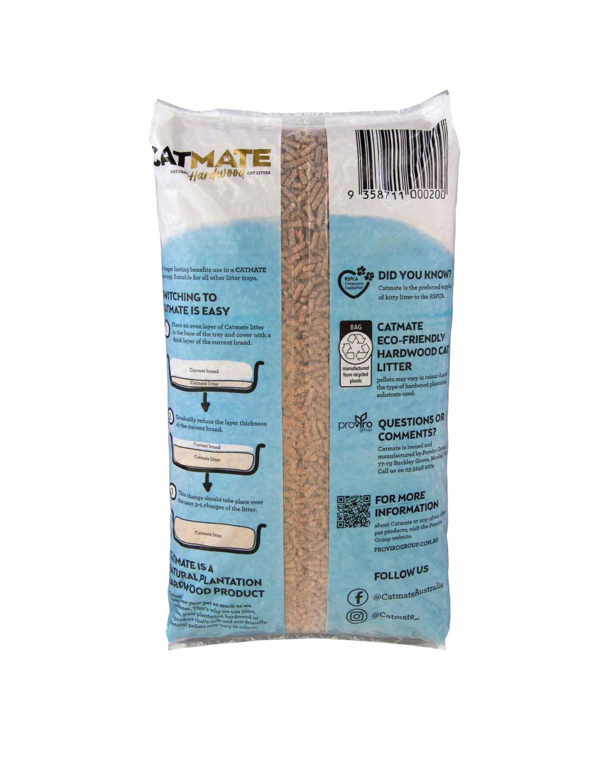 2 CatMate Hardwood Pellet Natural and Biodegradable Cat Litter 10kg, 2 of 2